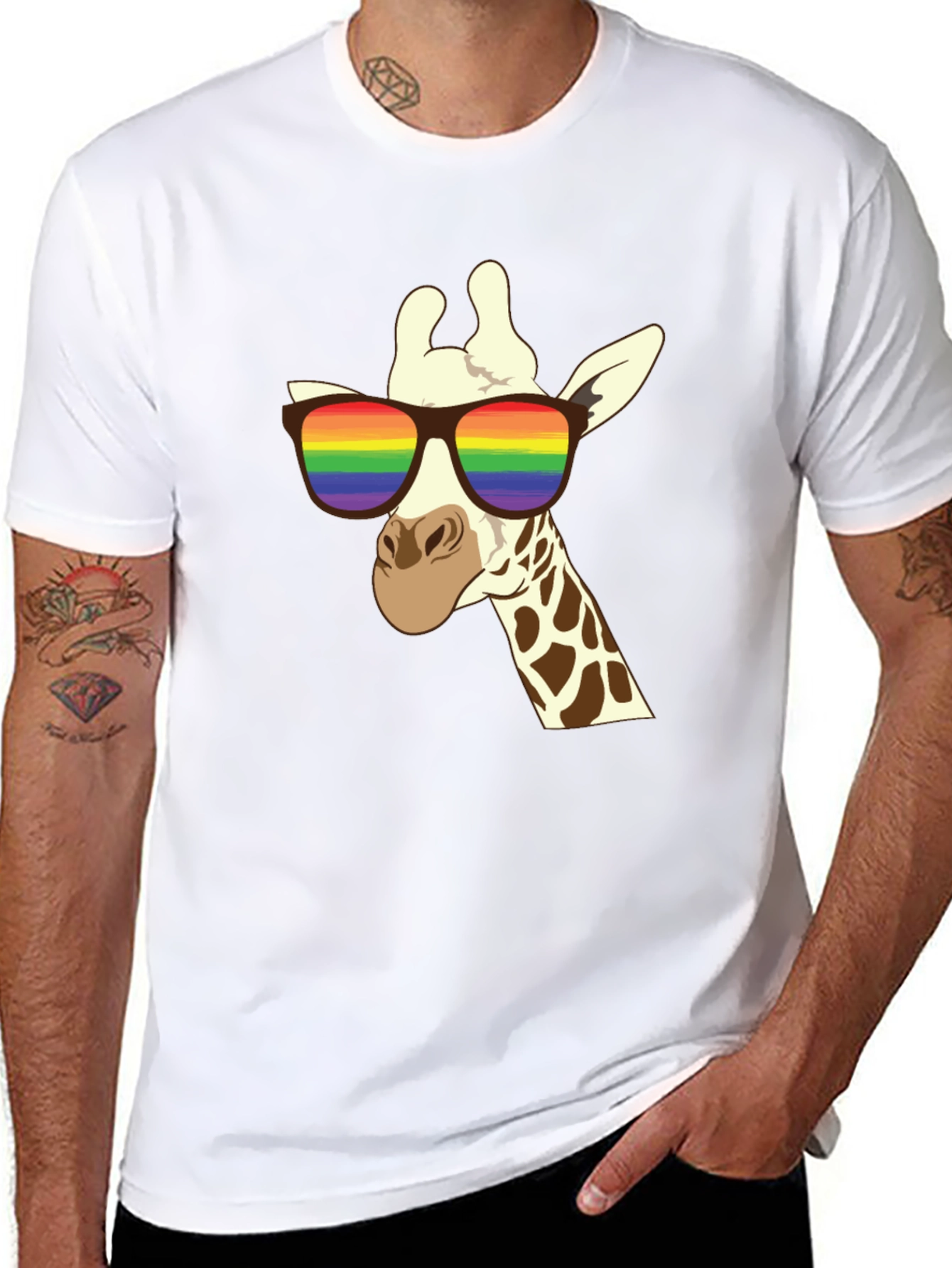 Black Cool Giraffe LGBTQ Pride T-Shirt view 8