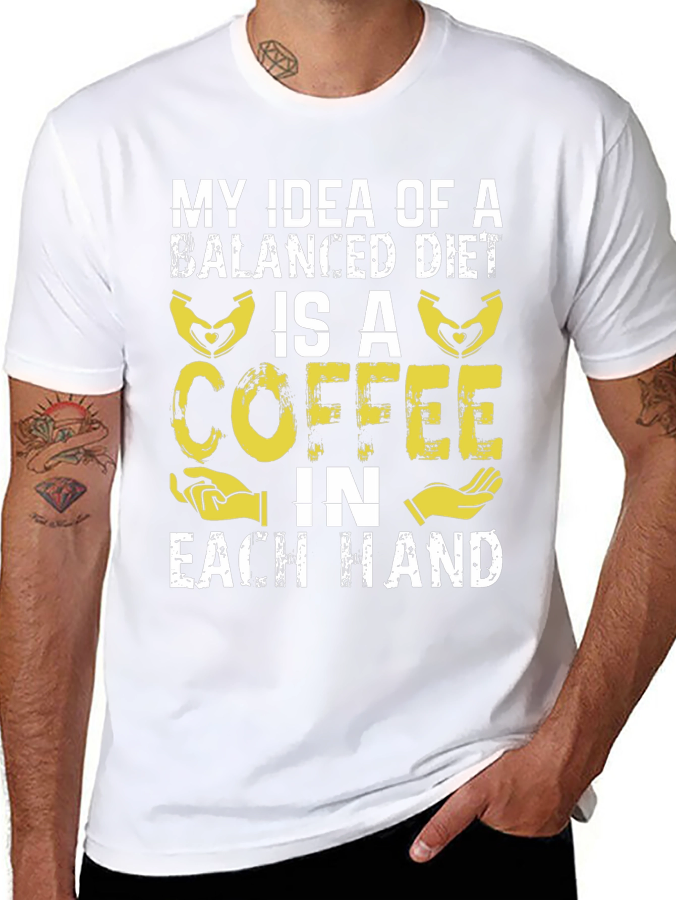 Black Coffee Balanced Diet T-Shirt Funny Graphic Tee view 8