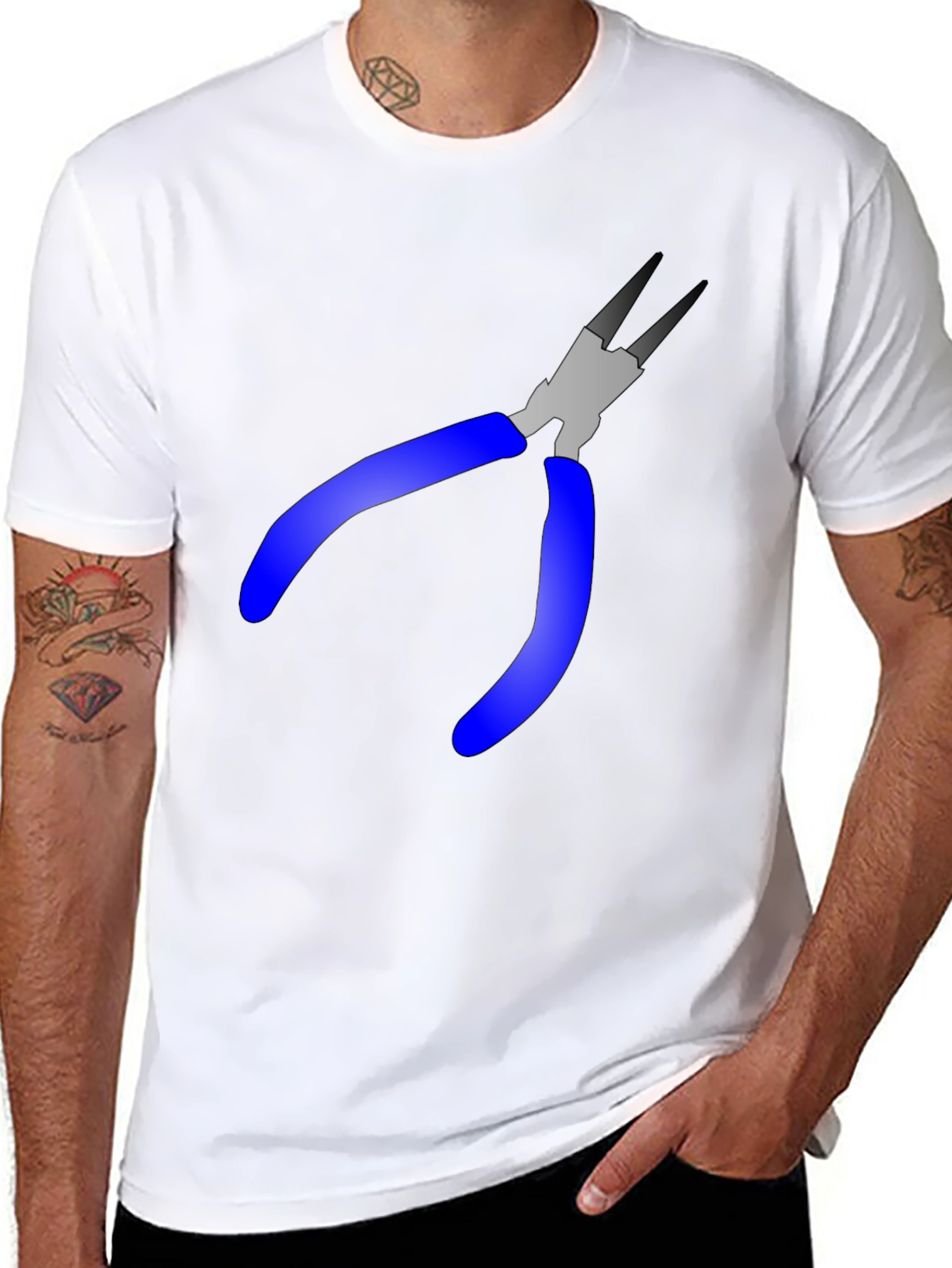 Black Pliers Graphic Tee - Black Cotton Blend T-Shirt view 8