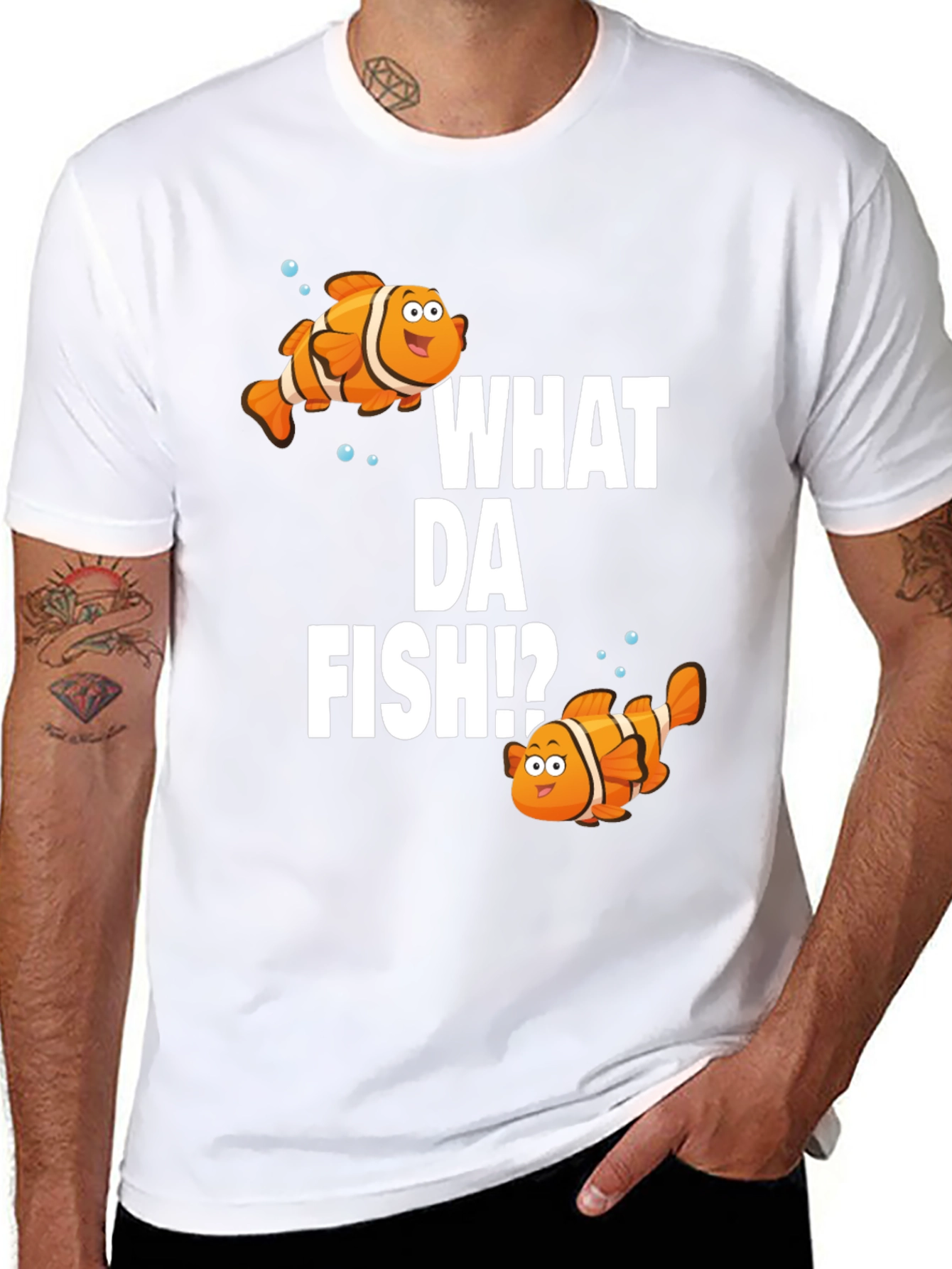 Black What Da Fish!? Graphic T-Shirt view 8