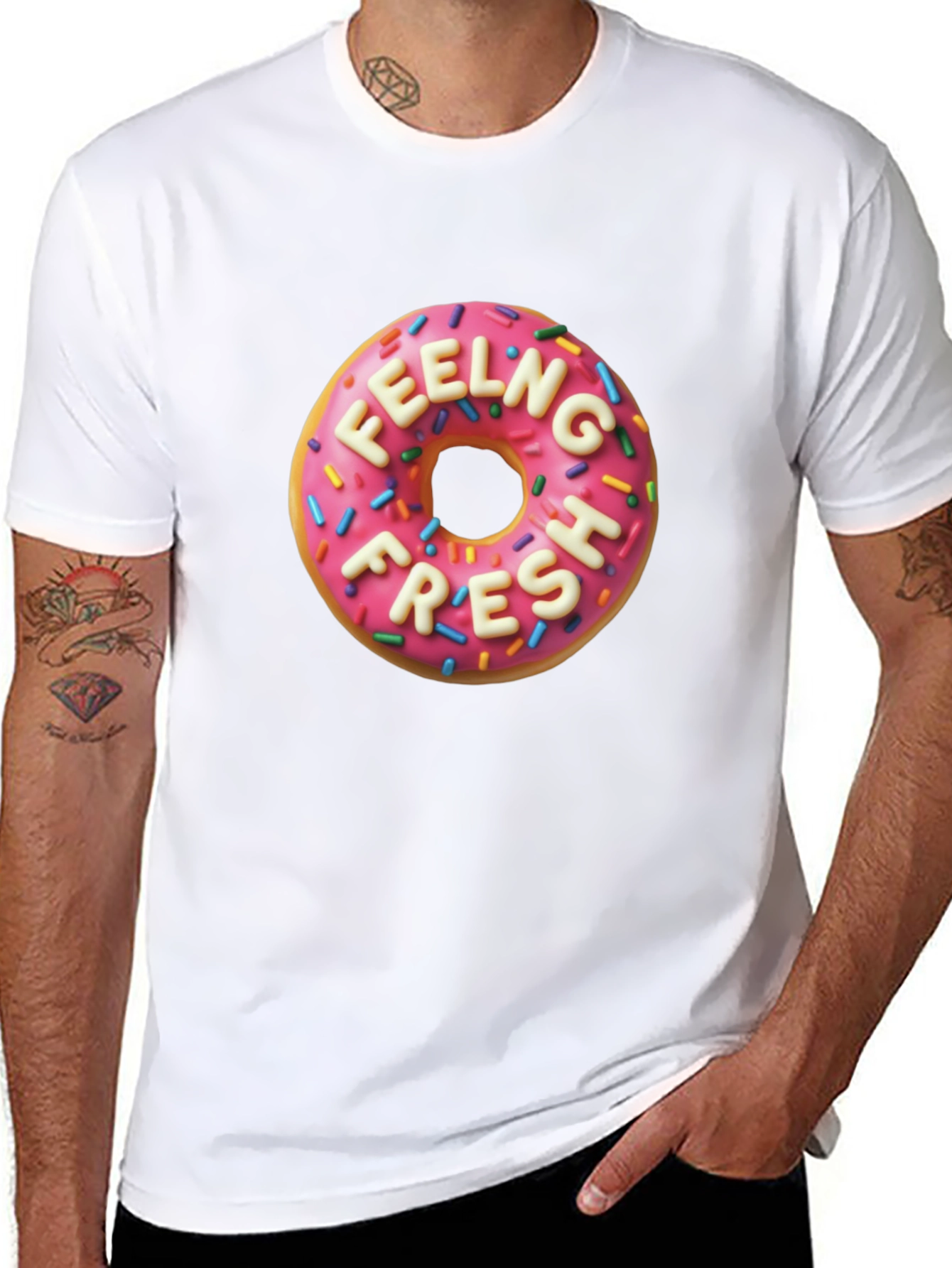 Black Feeling Fresh Donut Graphic Tee - Stylish & Comfortable view 8