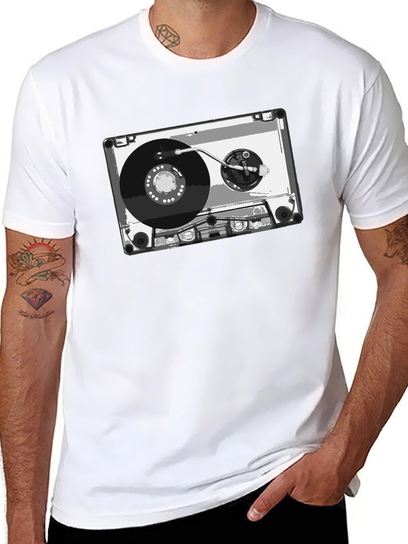 Black Retro Cassette Tape Graphic Tee - Black view 8