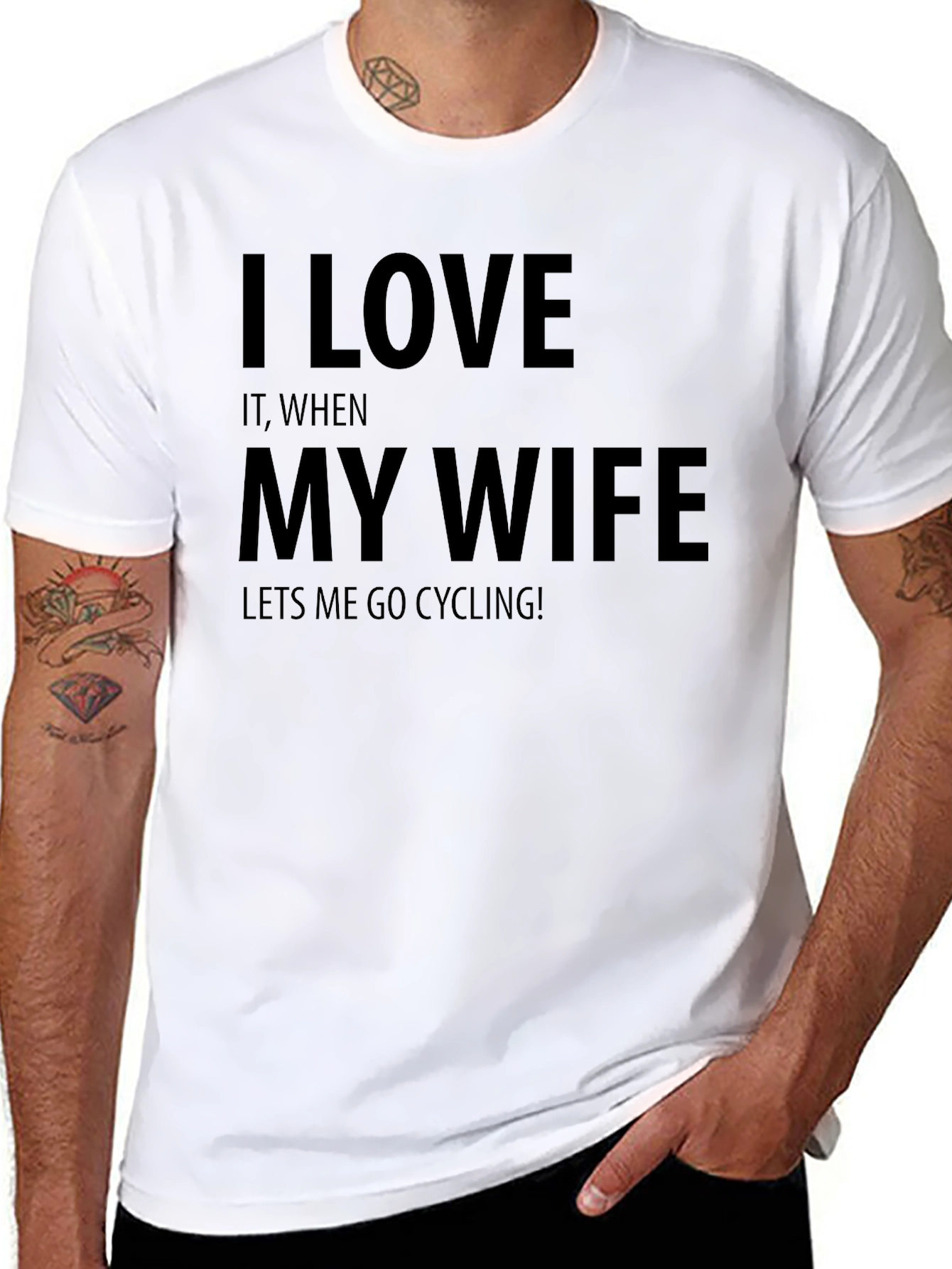 Black I Love My Wife Cycling T-Shirt view 8