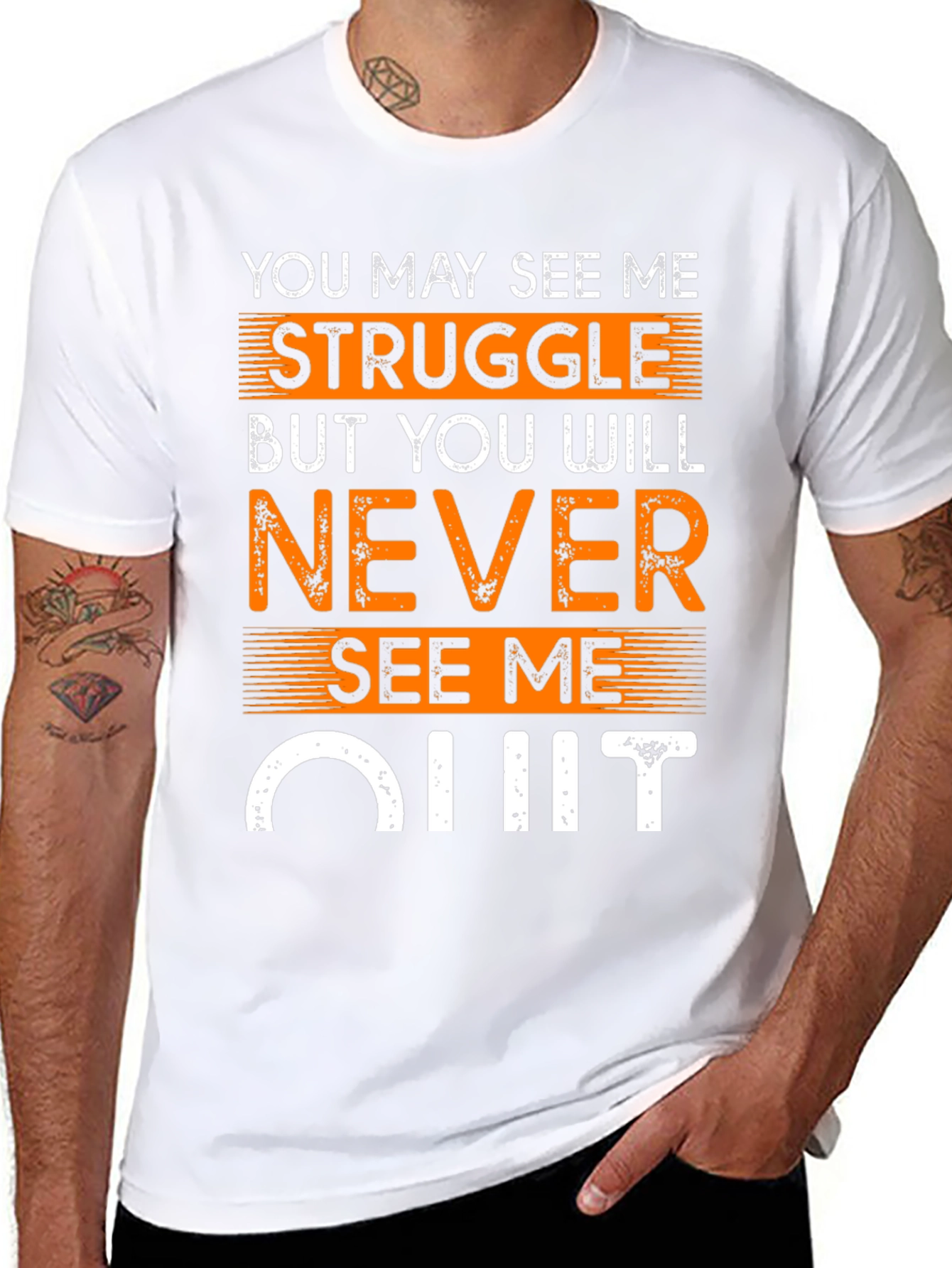 Black Motivational T-Shirt: Never Quit view 8