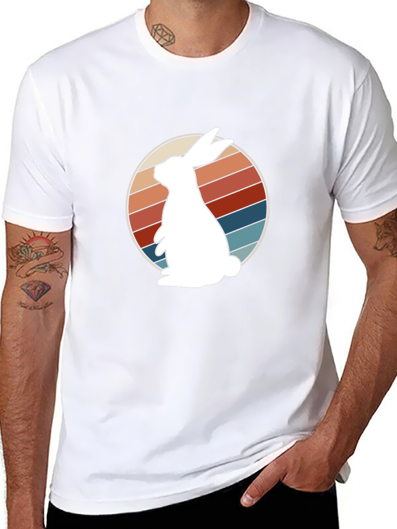 Black Retro Rabbit Graphic Tee view 8