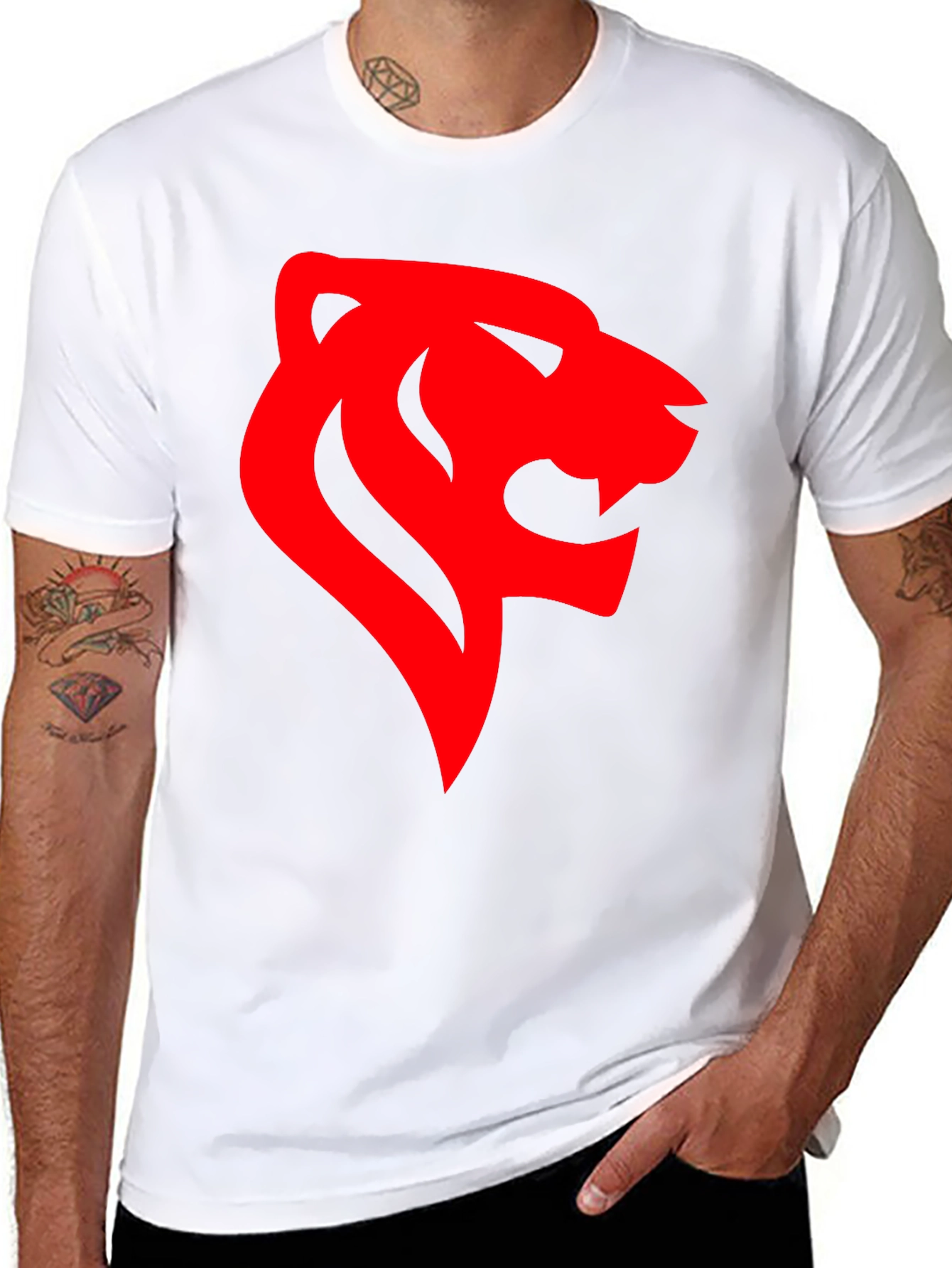 Black Bold Lion Head Graphic Tee - Black view 8