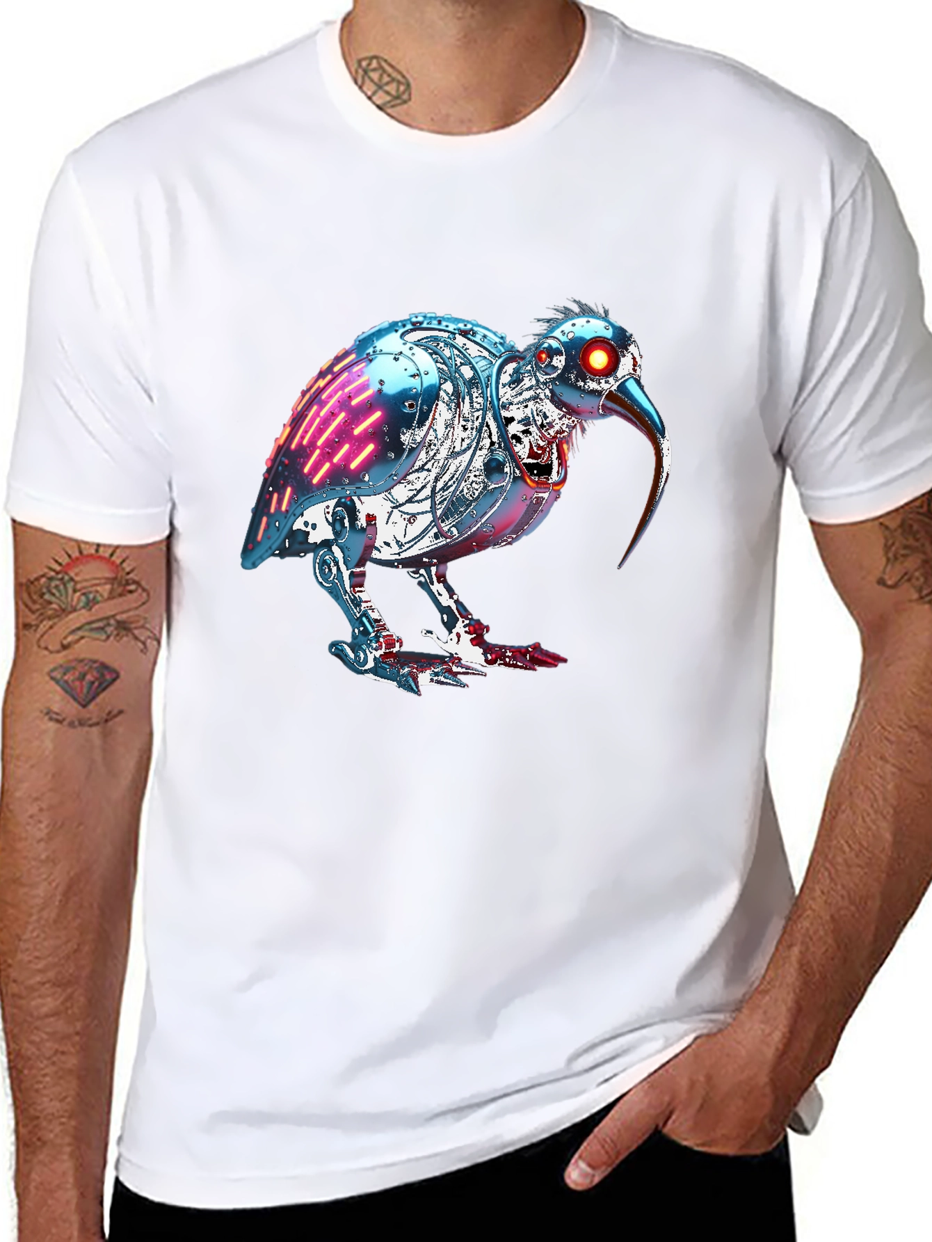 Black Robotic Kiwi Bird Graphic Tee view 8