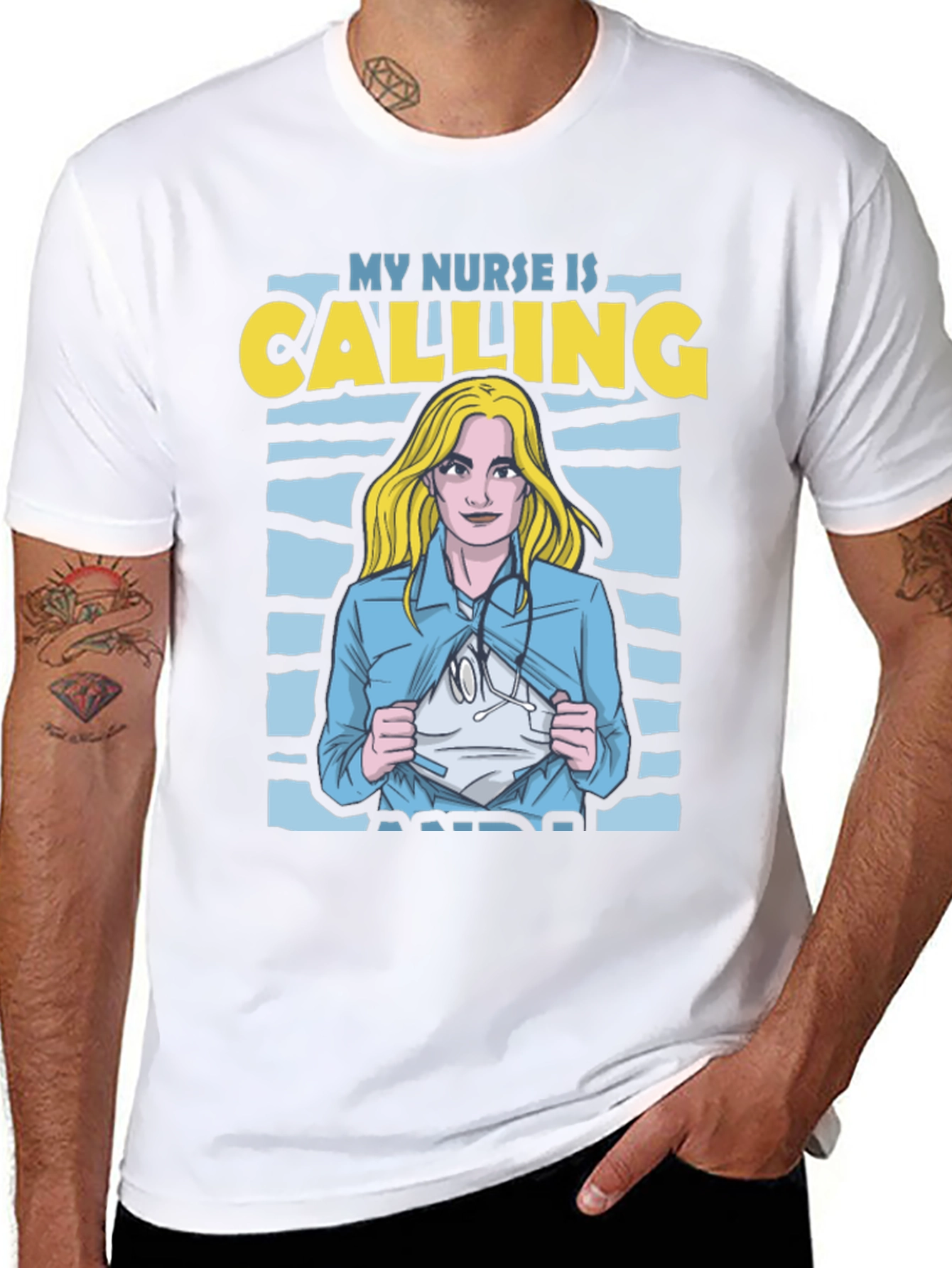 Black My Nurse Is Calling T-Shirt view 8