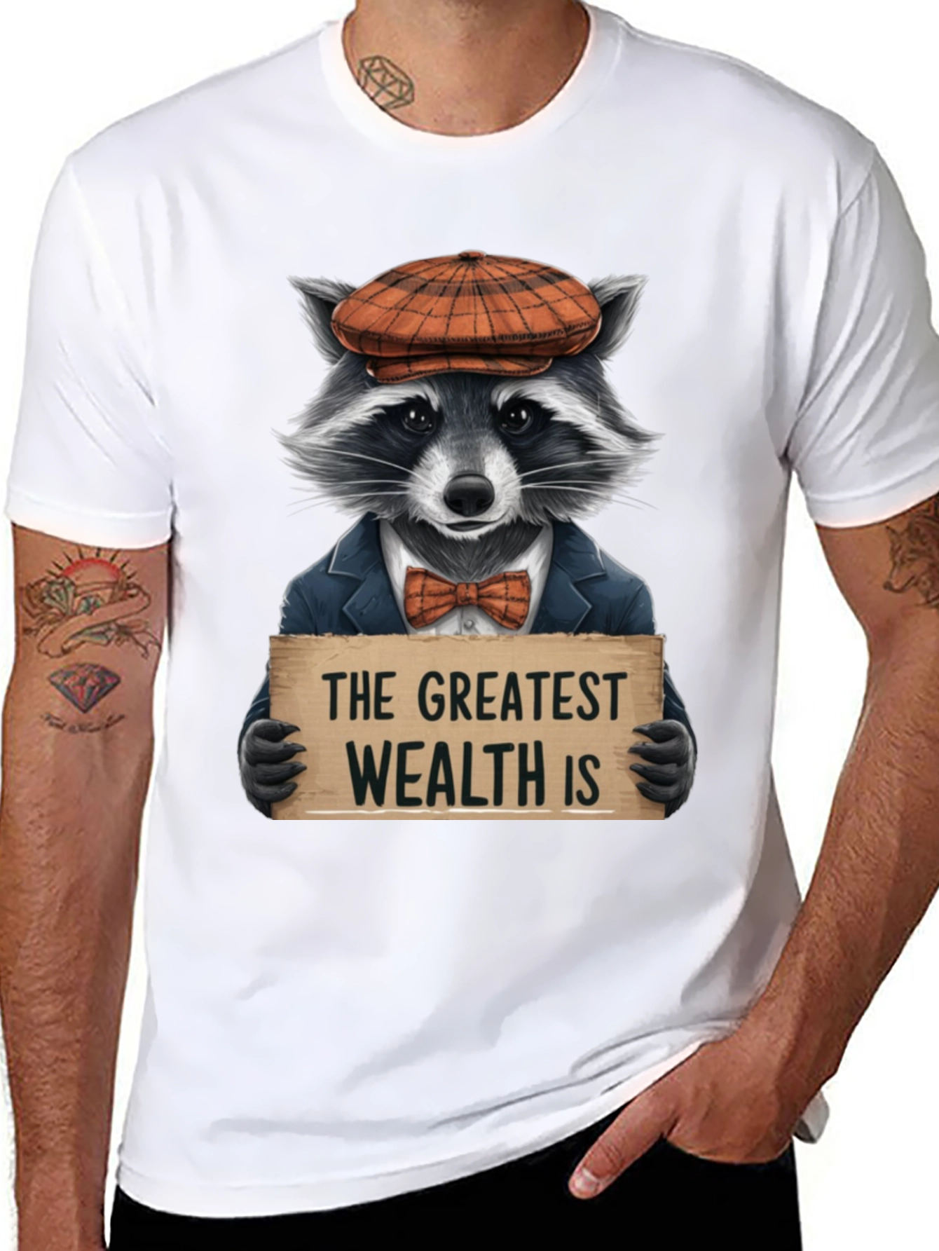 Black The Greatest Wealth Raccoon T-Shirt view 8