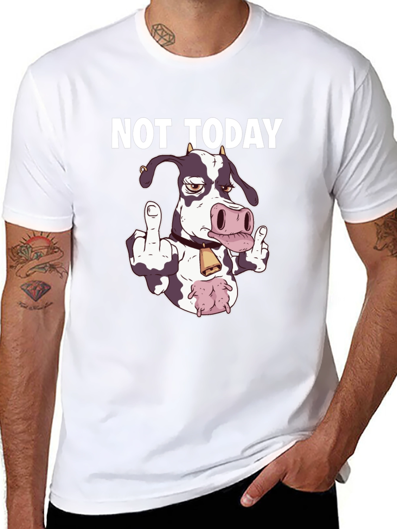 Black Not Today Funny Cow T-Shirt view 8