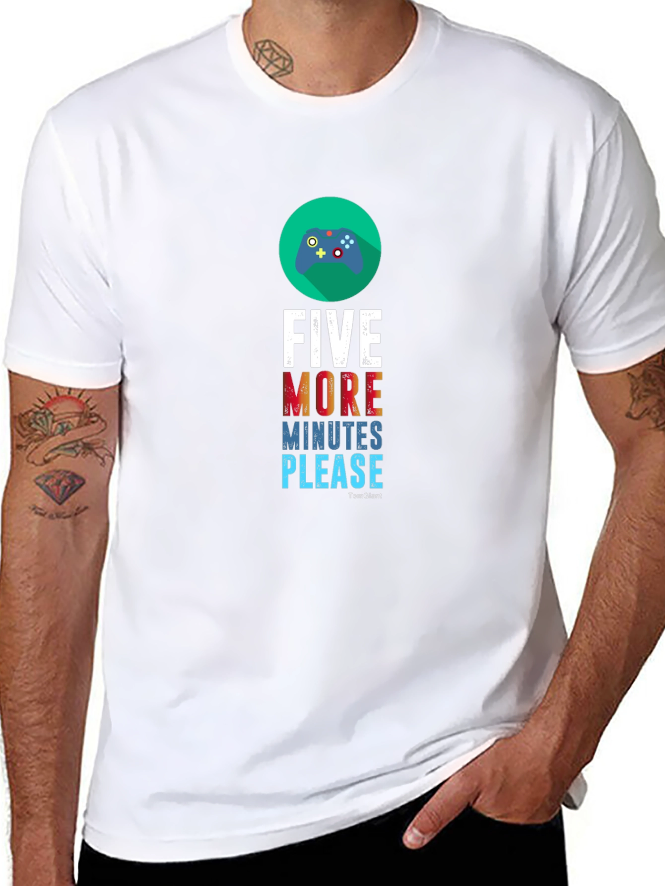 Black Five More Minutes Please Gaming T-Shirt view 8