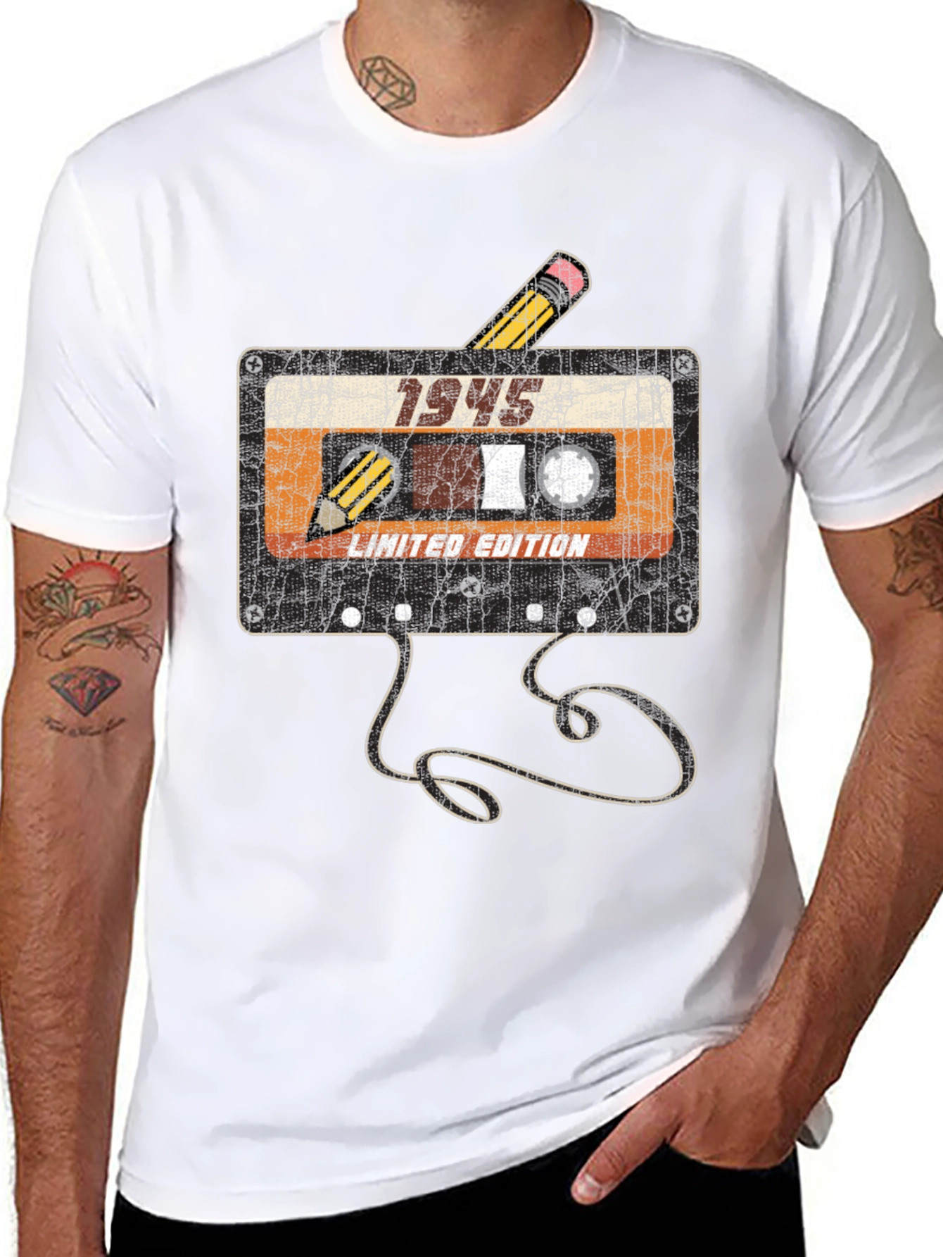 Black Vintage 1945 Cassette Tape T-Shirt view 8