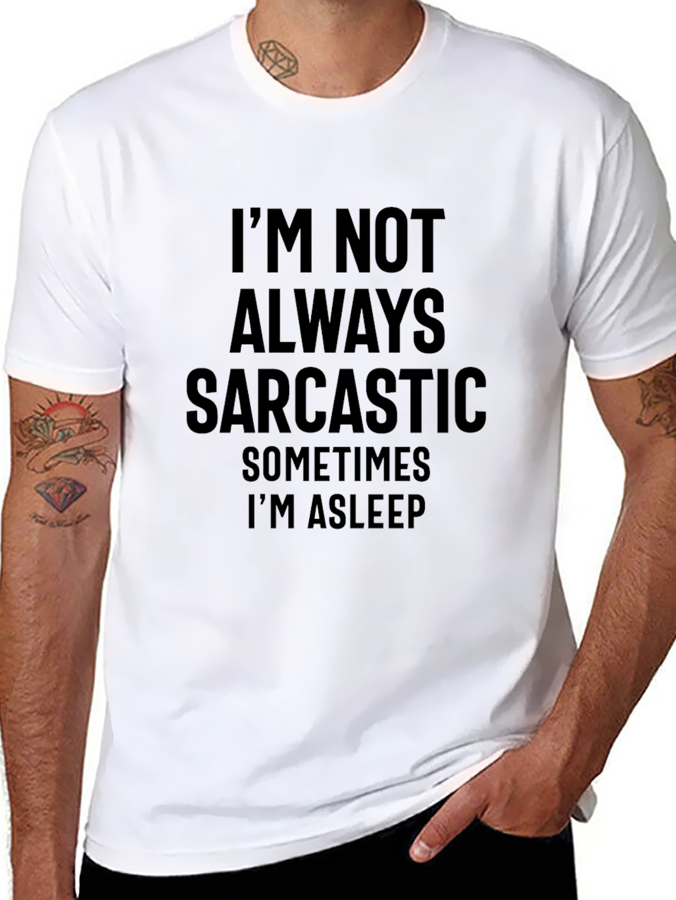 Black Sarcastic Asleep Graphic Tee view 8