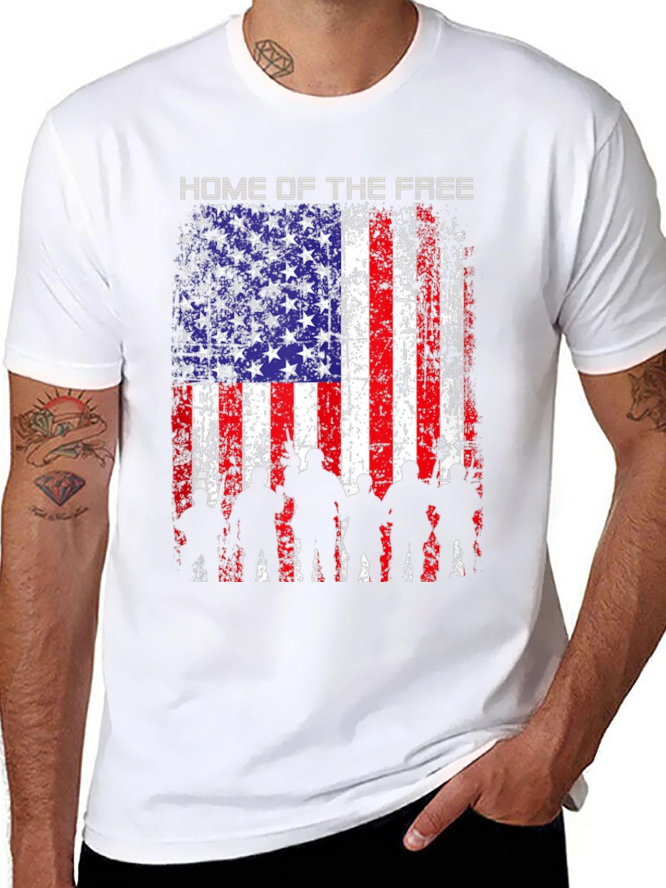 Black Home of the Free American Flag T-Shirt view 8