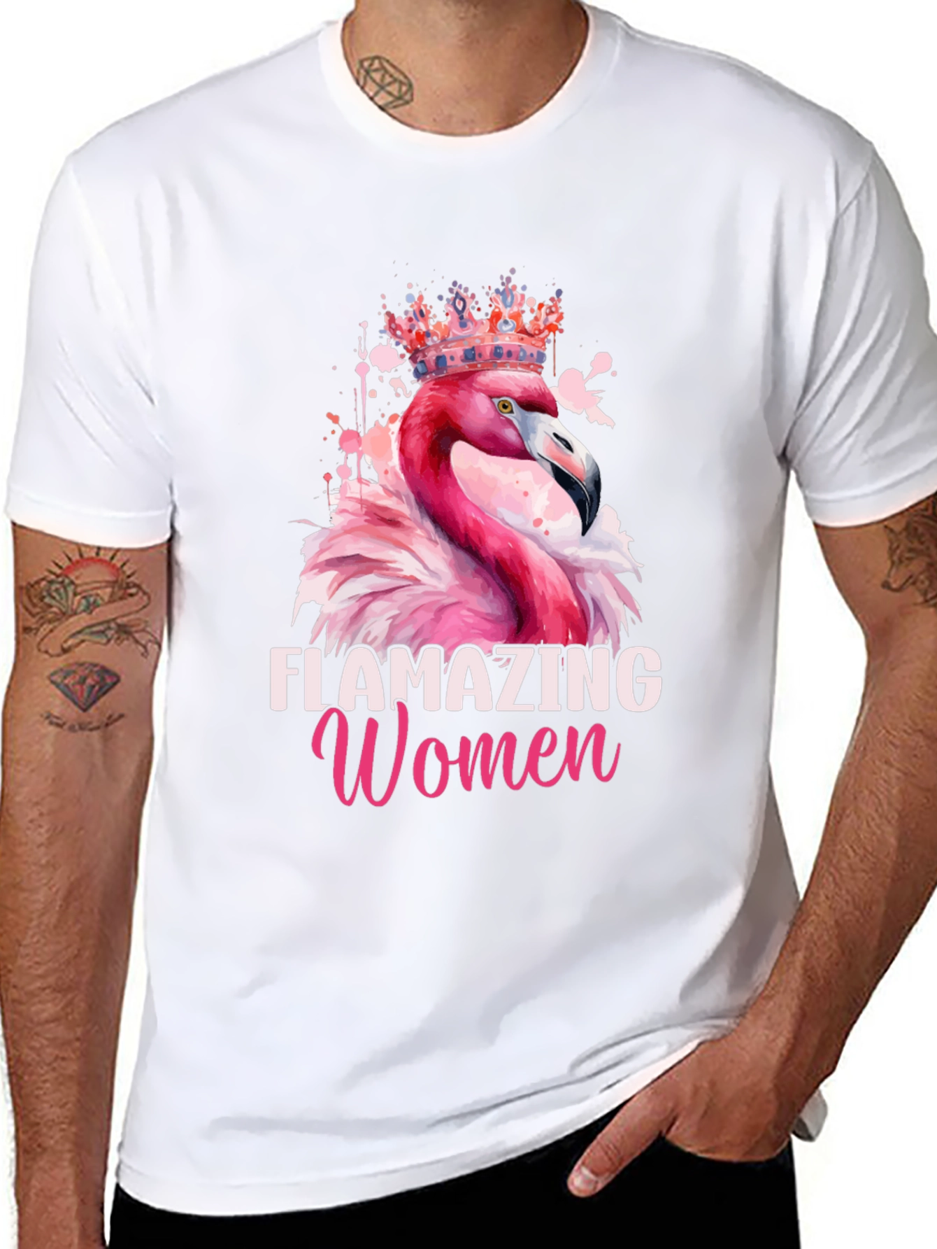 Black Flamazing Women Flamingo T-Shirt view 8