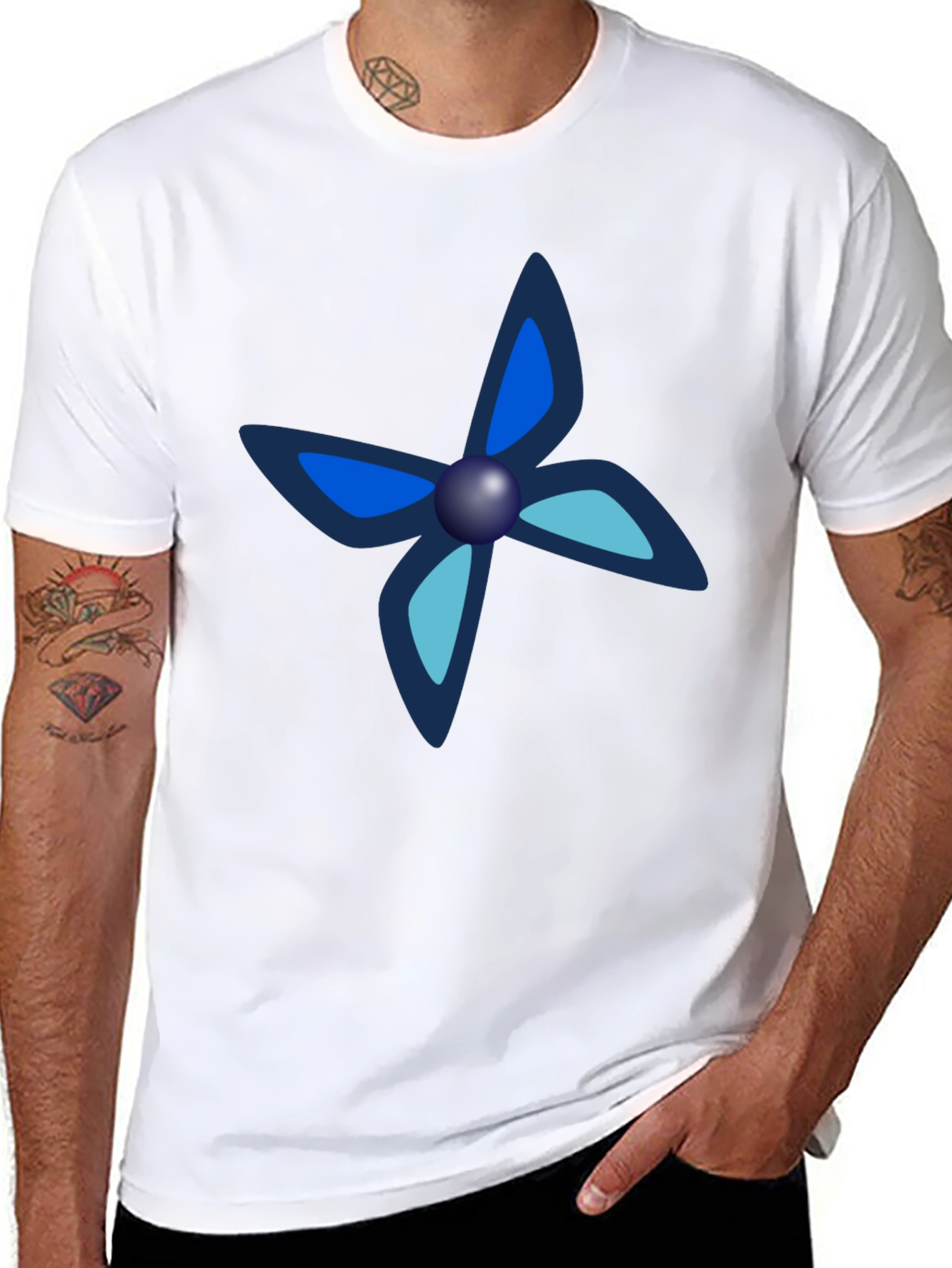 Black Black Tee with Unique Butterfly-Like Design view 8