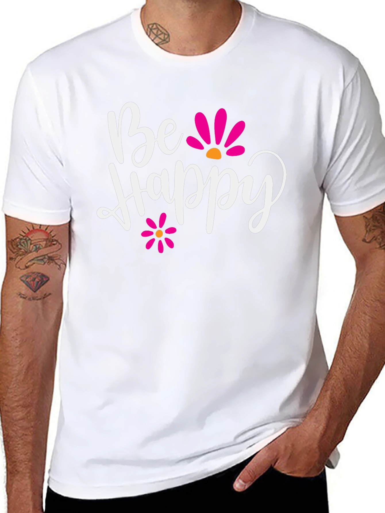Black Be Happy Graphic Tee - Positive Vibes view 8