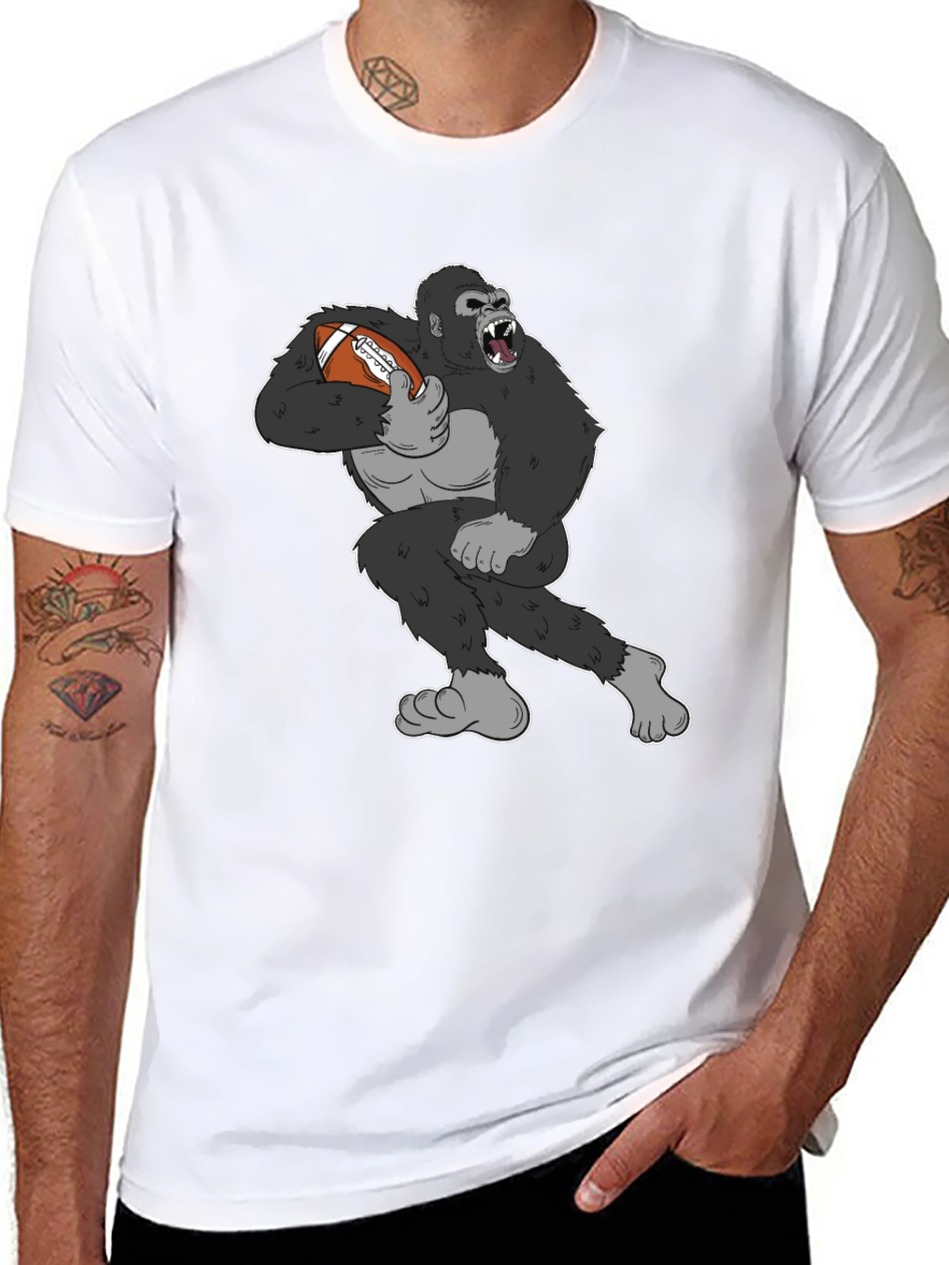 Black Gorilla Football T-Shirt - Black view 8