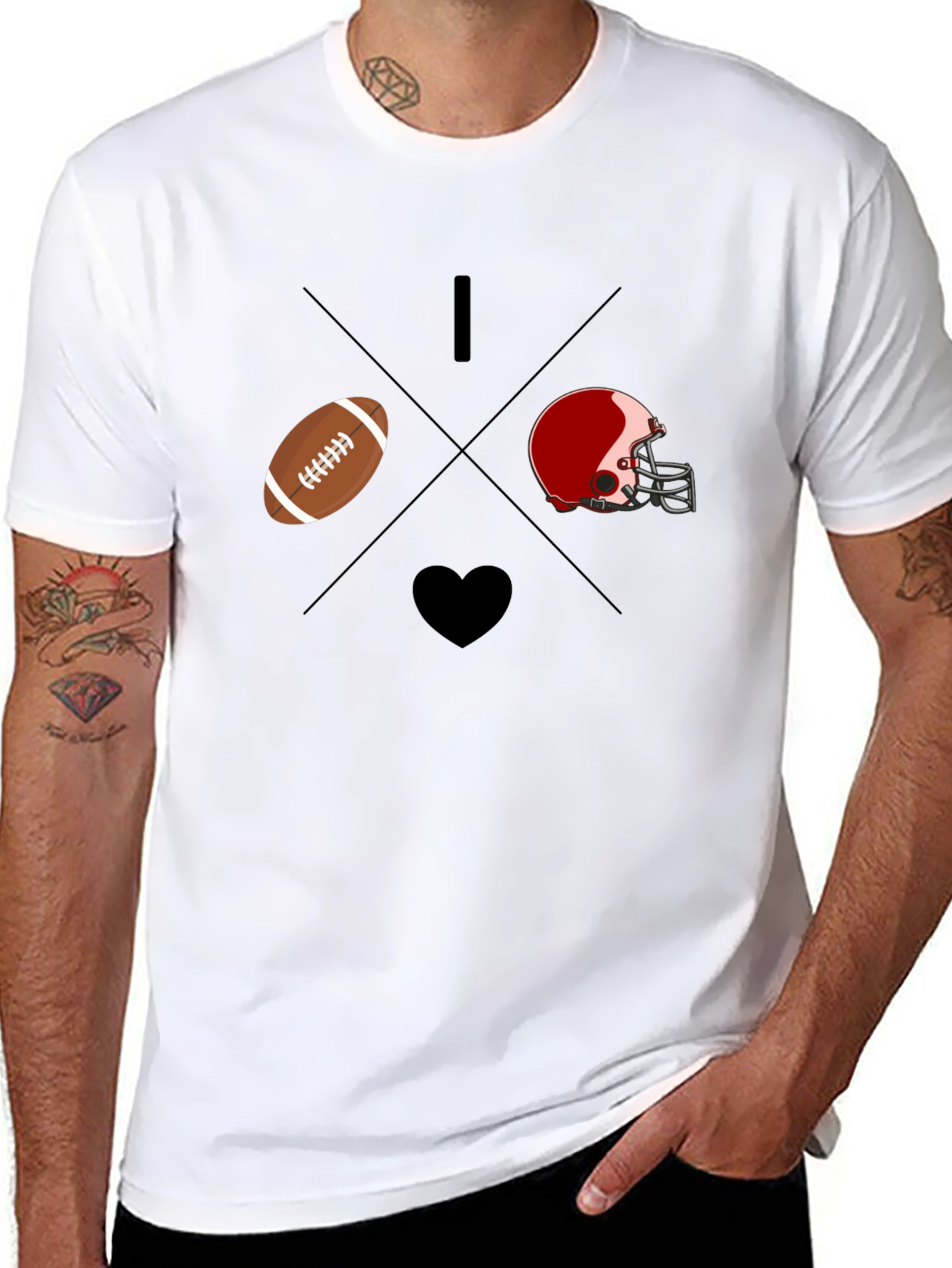 Black I Love Football T-Shirt view 8