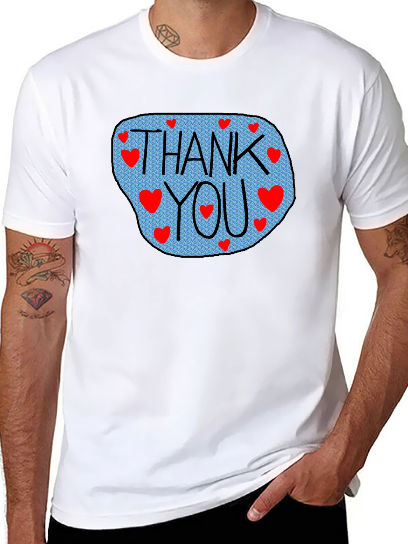 Black Thank You Hearts Graphic Tee - Stylish Casual Comfort view 8