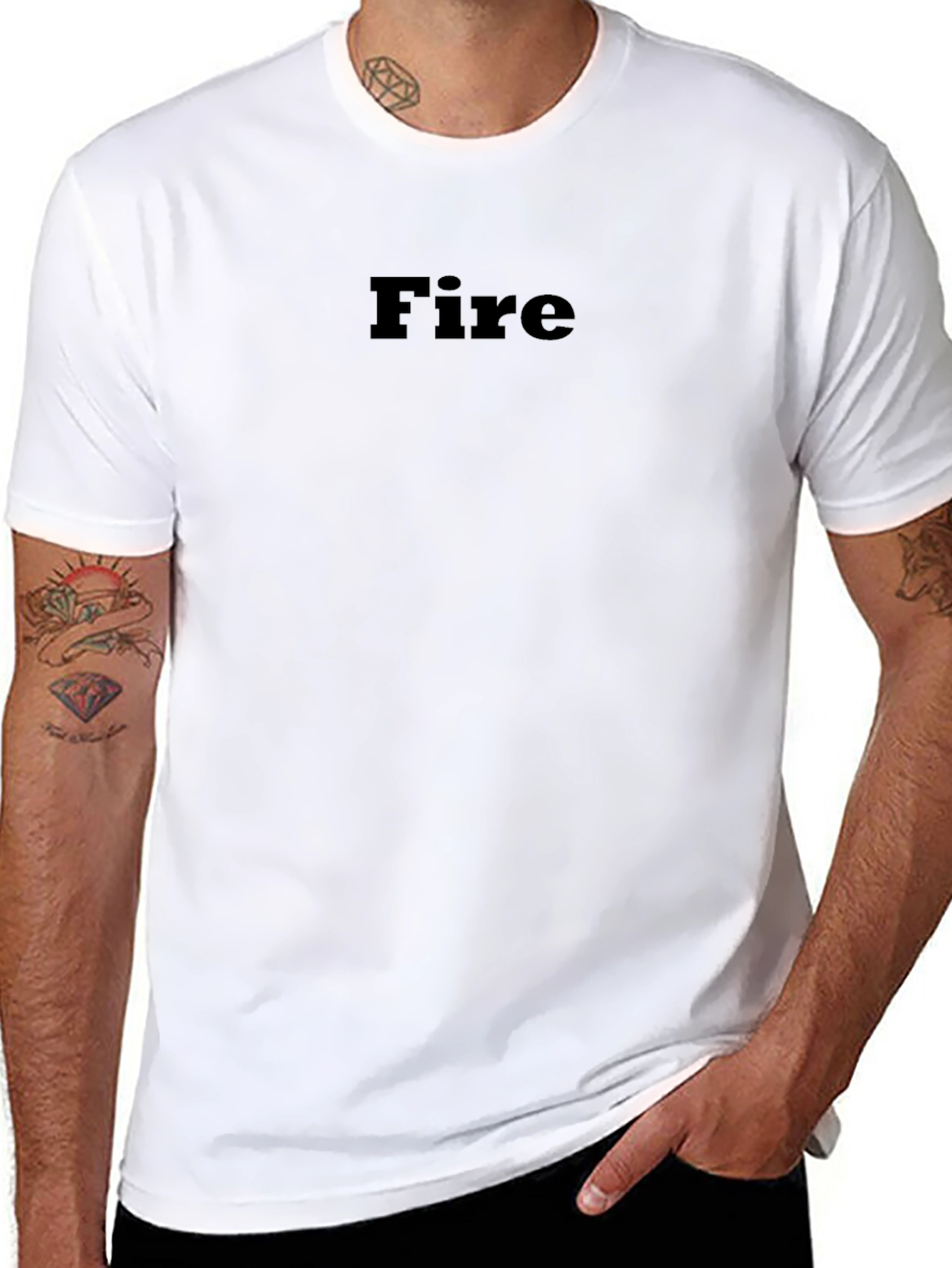 Black Fire Graphic T-Shirt - Black Crew Neck Tee view 8
