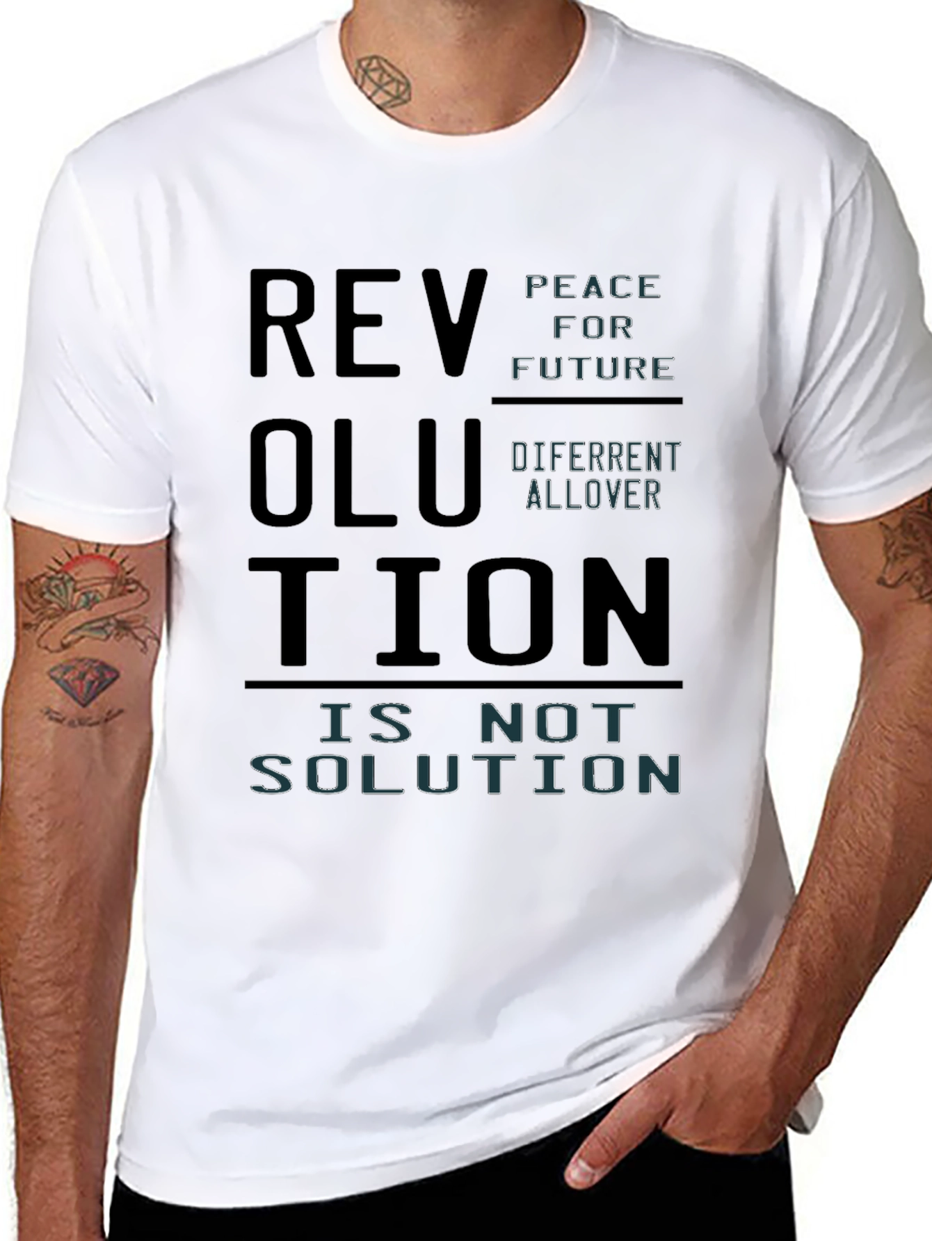 Black Revolution Slogan Graphic Print T-Shirt view 8