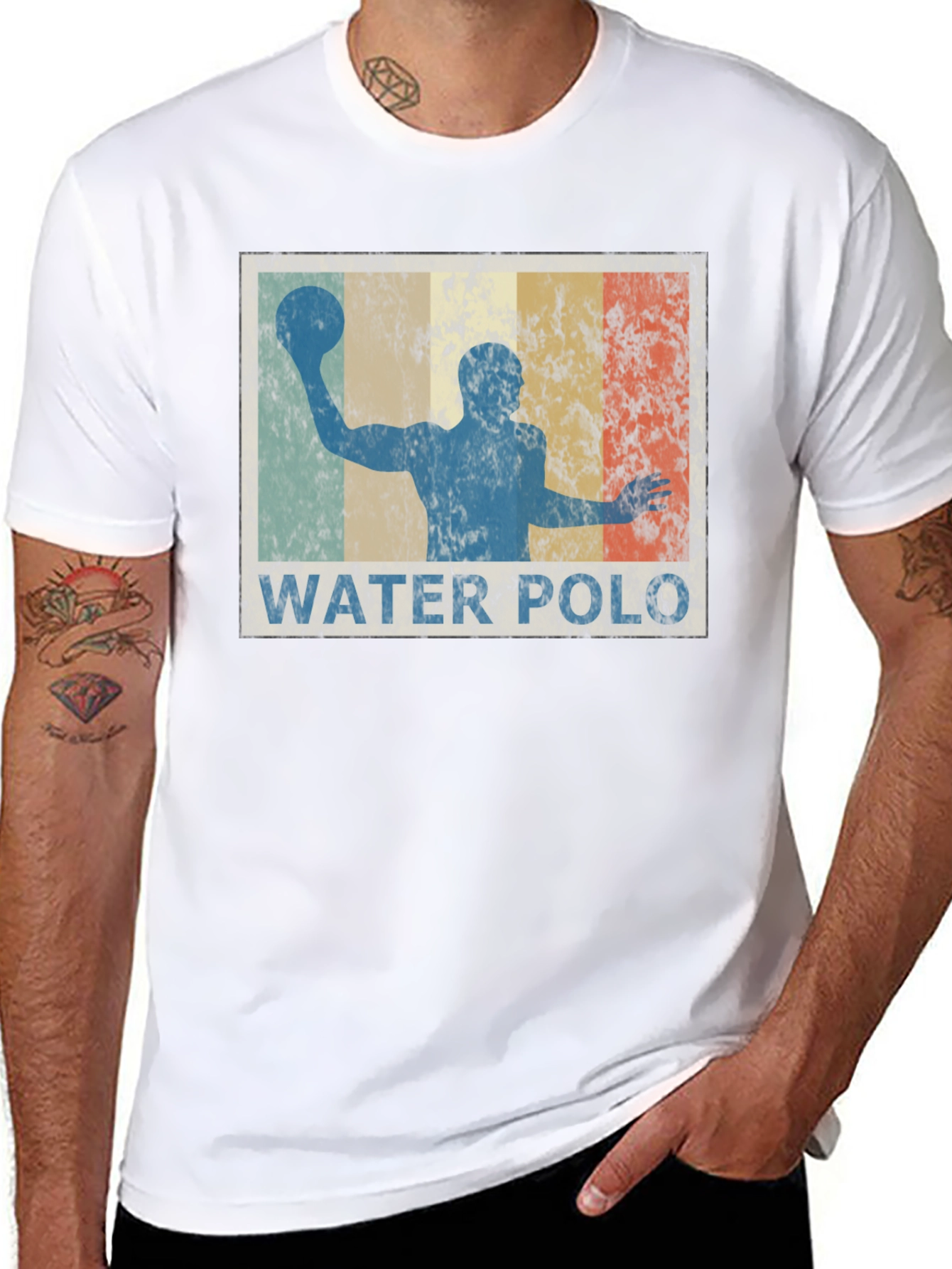Black Vintage Water Polo T-Shirt - Retro Style Tee view 8
