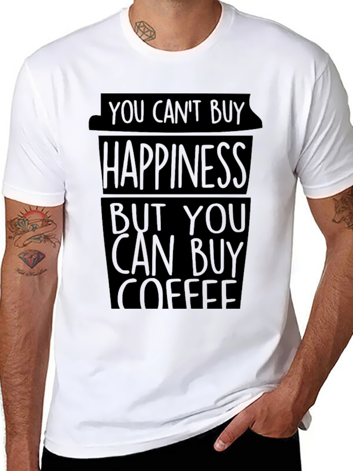 Black Coffee Happiness T-Shirt - You Can't Buy Happiness, But Coffee view 8
