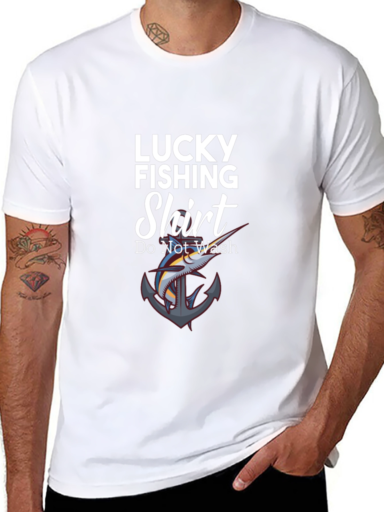 Black Lucky Fishing Shirt - Novelty Graphic Tee view 8