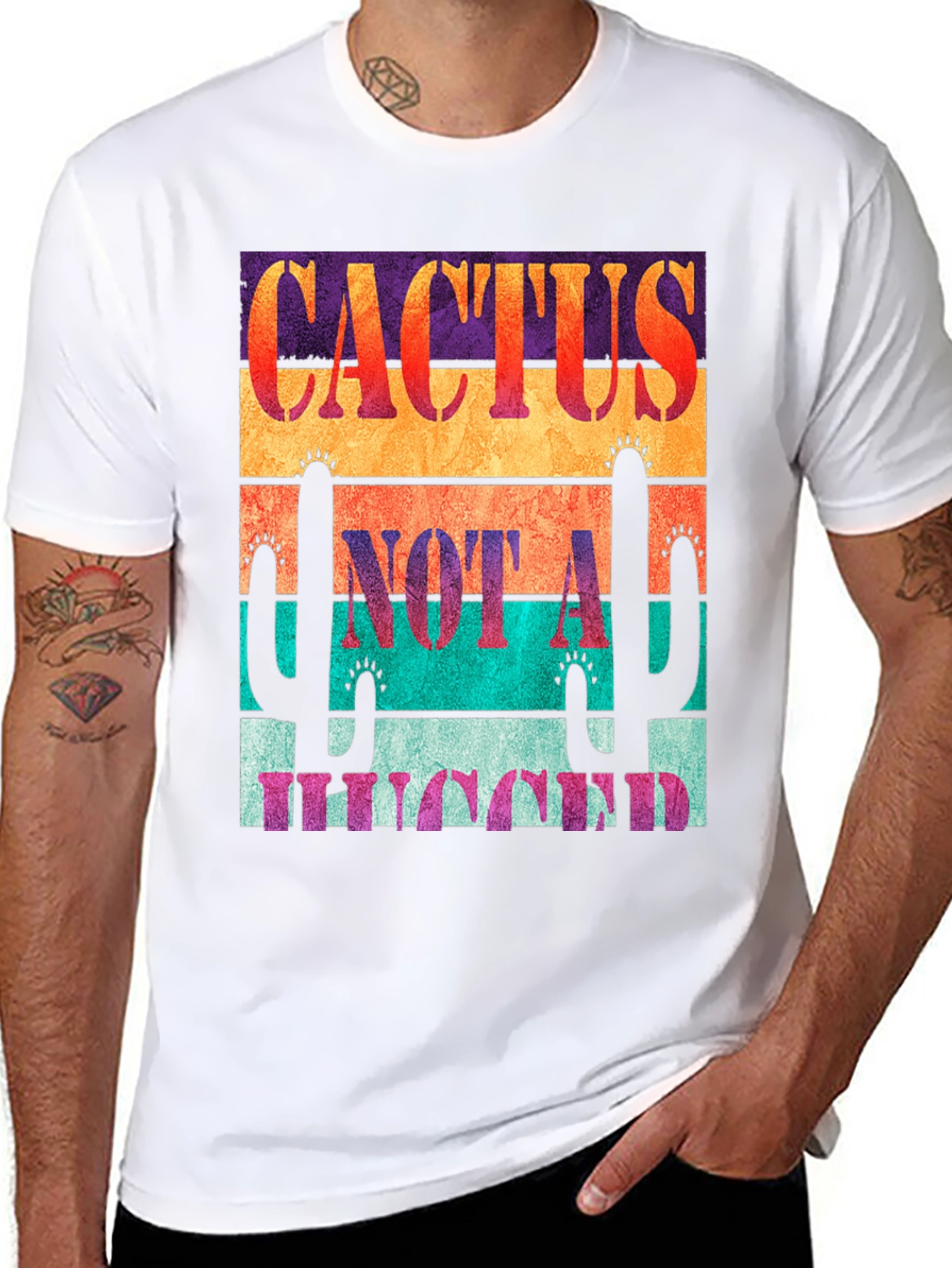 Black Cactus Not A Hugger Graphic Tee view 8