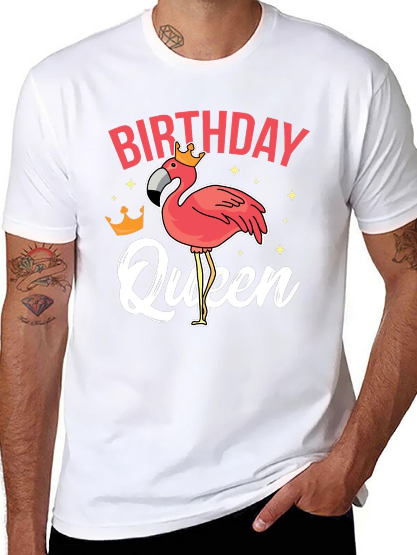 Black Birthday Queen Flamingo T-Shirt view 8