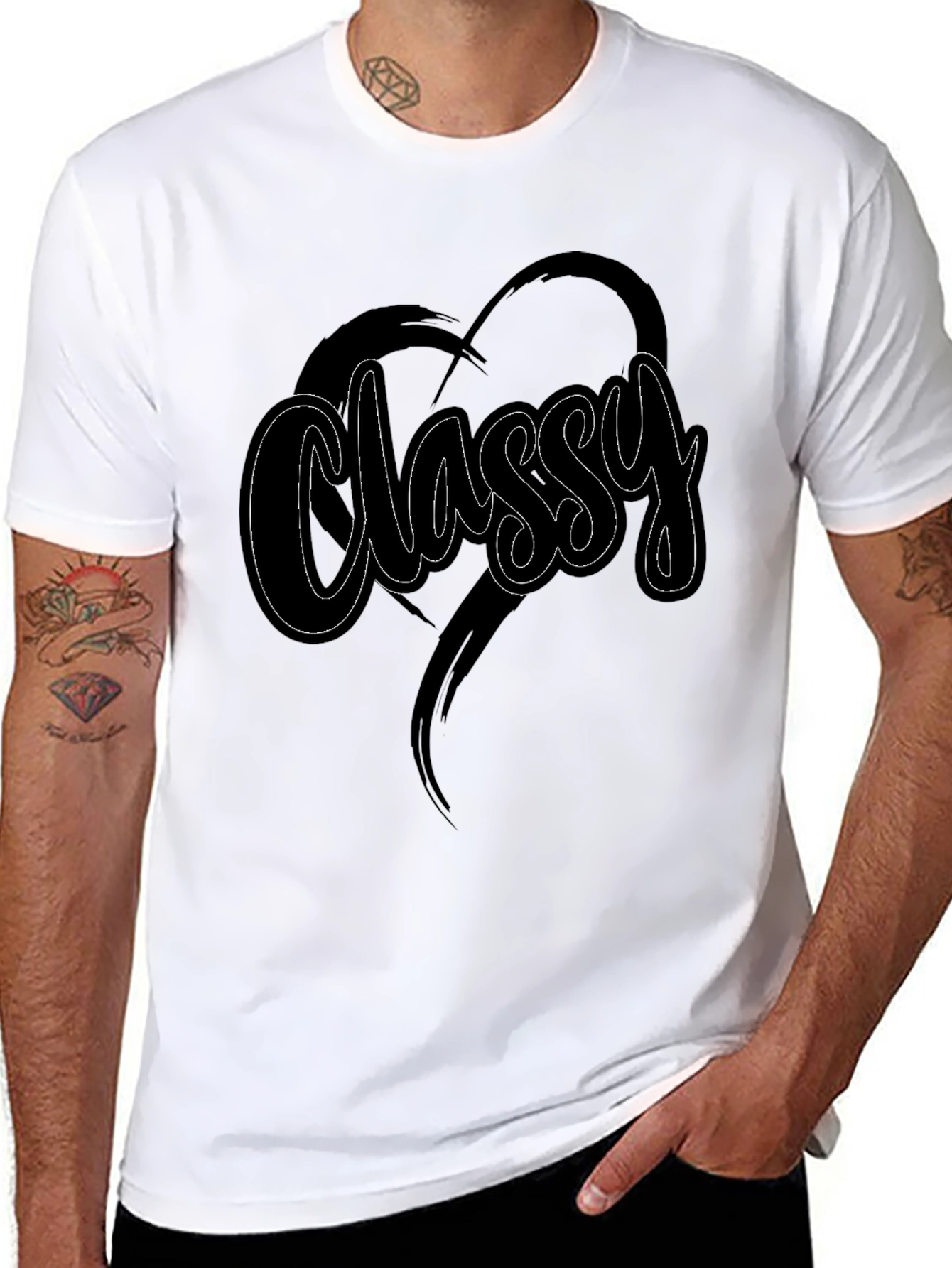 Black Classy Heart Tee - Stylish Men's Black T-Shirt view 8