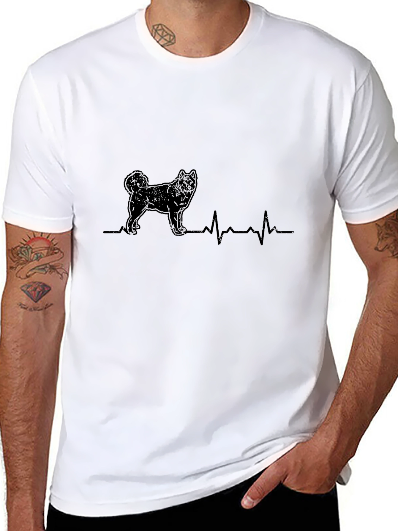 Black Dog Heartbeat T-Shirt - Unisex Graphic Tee view 8