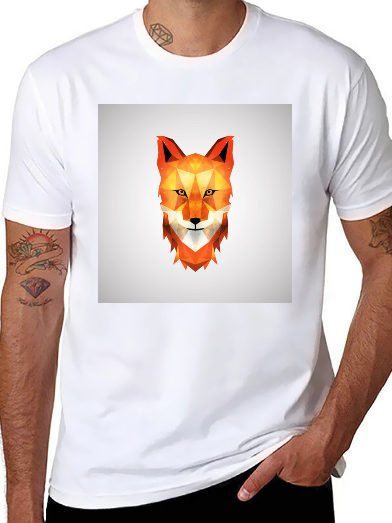 Black Geometric Fox Tee - Modern Graphic Print view 8