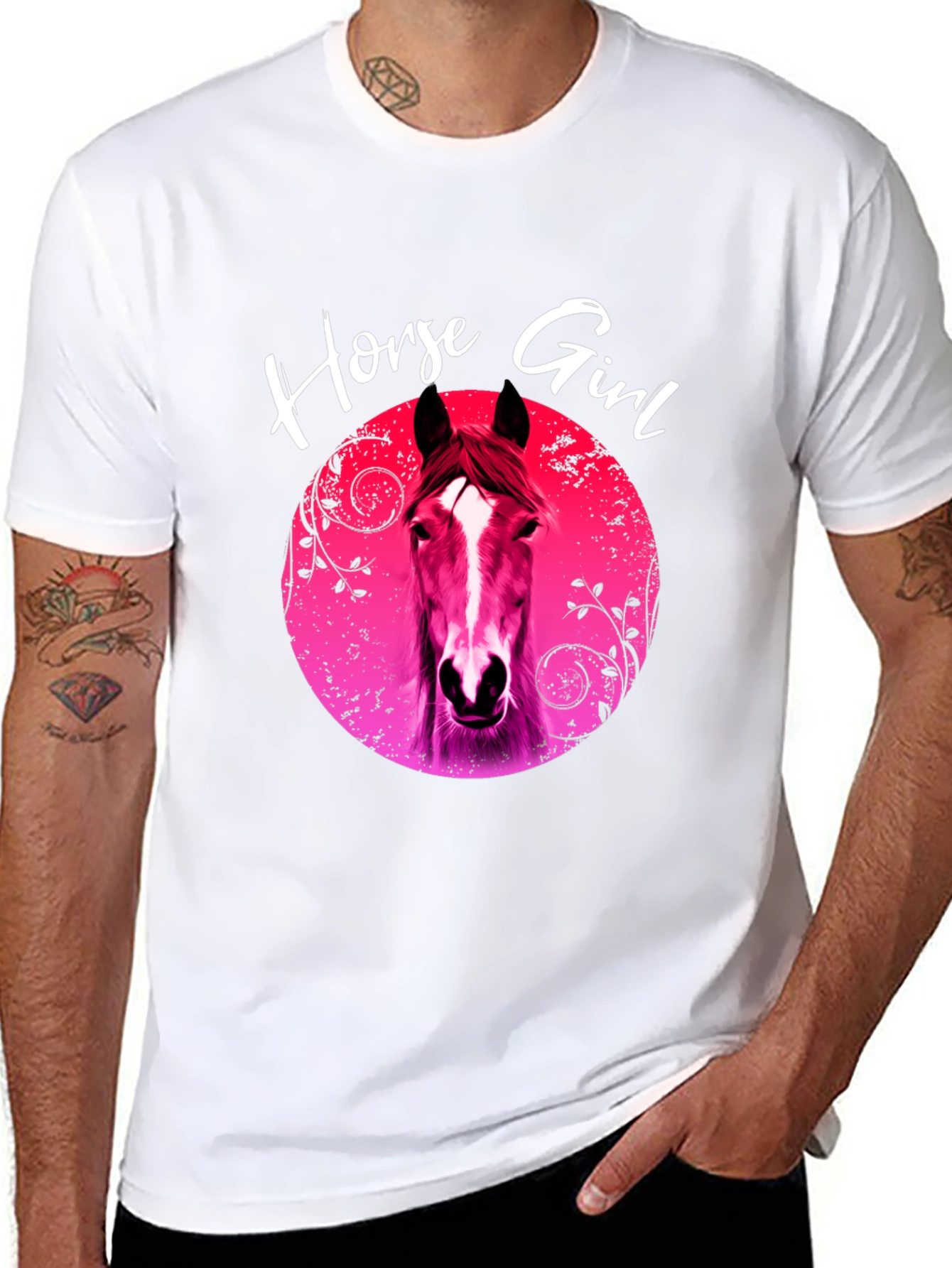 Black Horse Girl Graphic Tee - Black Unisex T-Shirt view 8