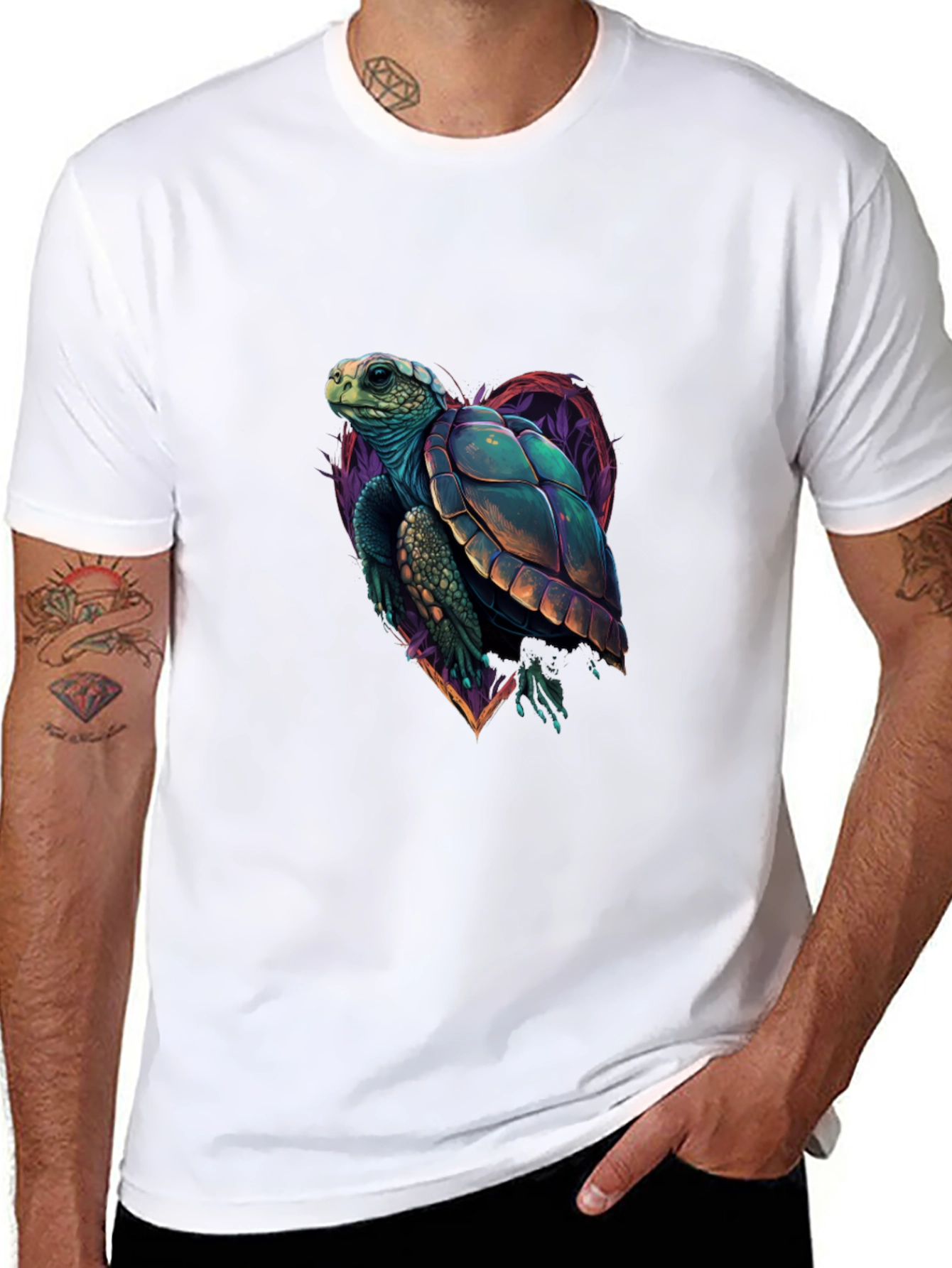 Black Sea Turtle Graphic Tee - Heart Turtle view 8