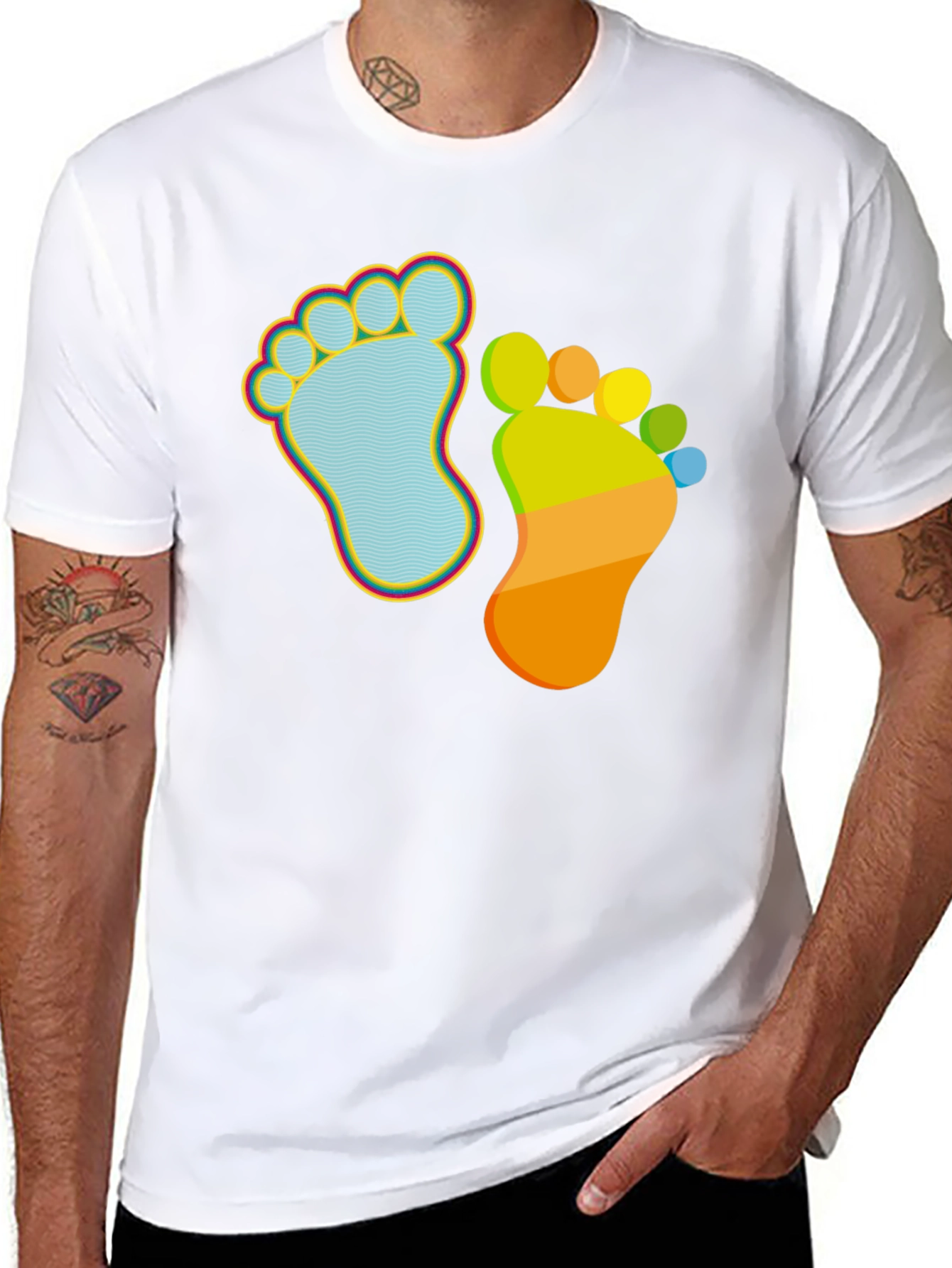 Black Whimsical Footprint Graphic Tee - Funky Feet Fashion view 8
