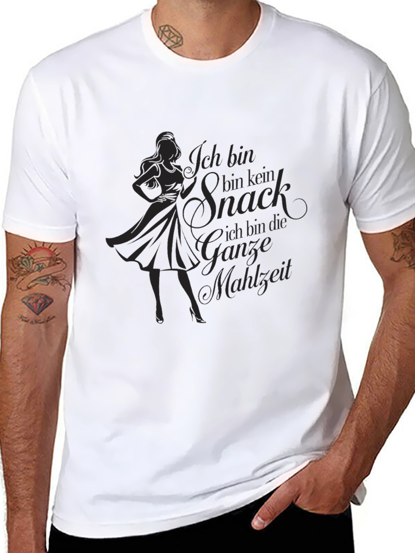 Black Ich Bin Kein Snack T-Shirt - Black, Graphic Tee view 8