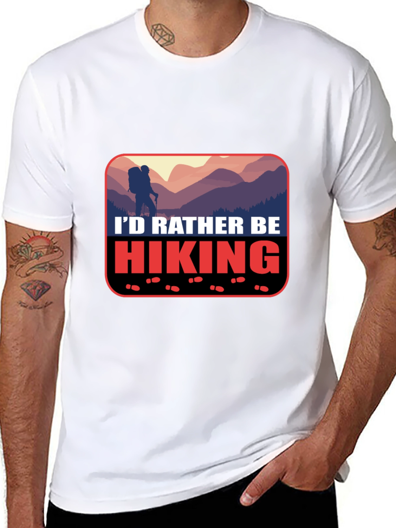 Black Hiking Graphic Tee - "I'd Rather Be Hiking" T-Shirt view 8