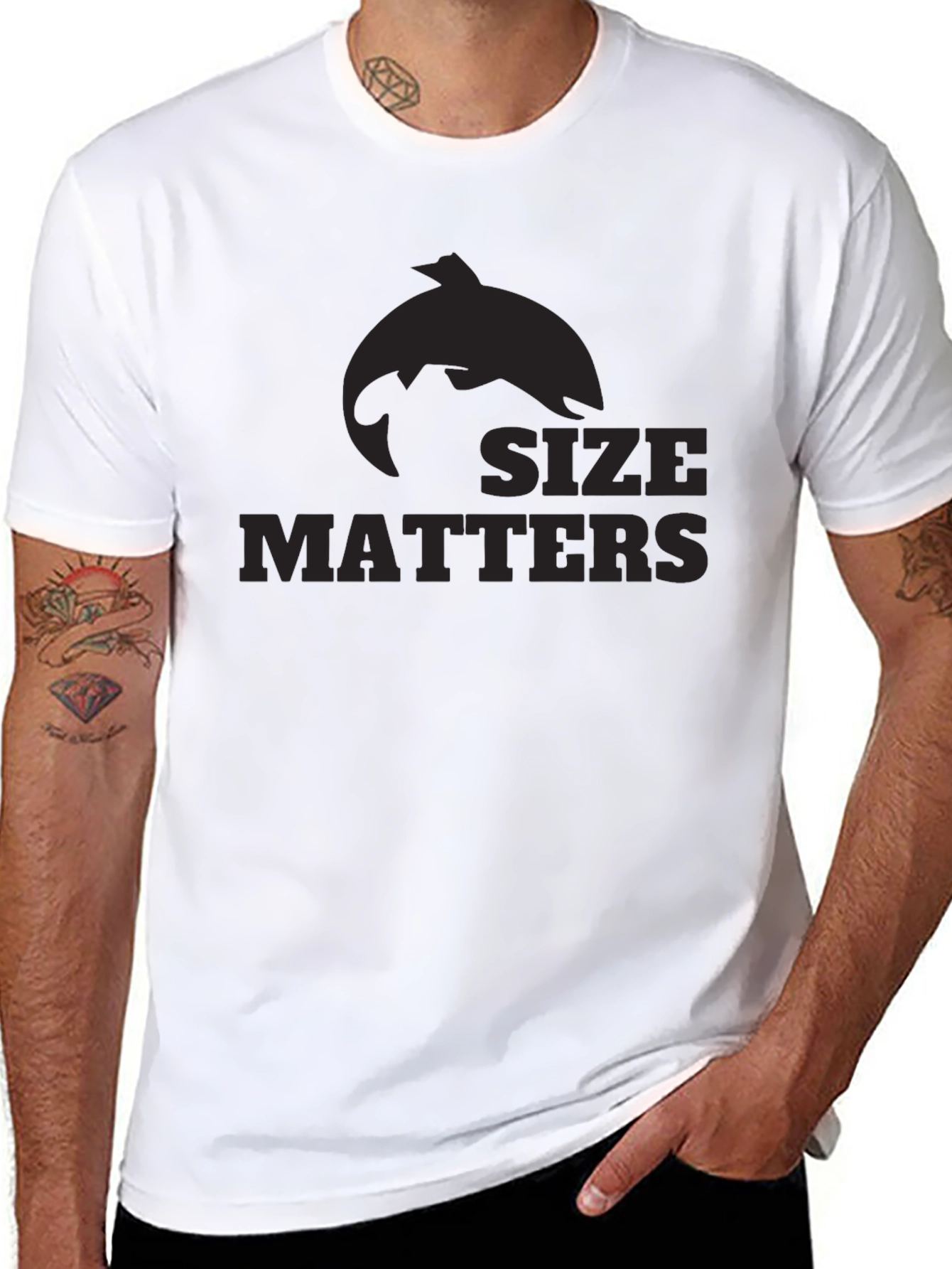 Black Size Matters Funny T-Shirt view 8