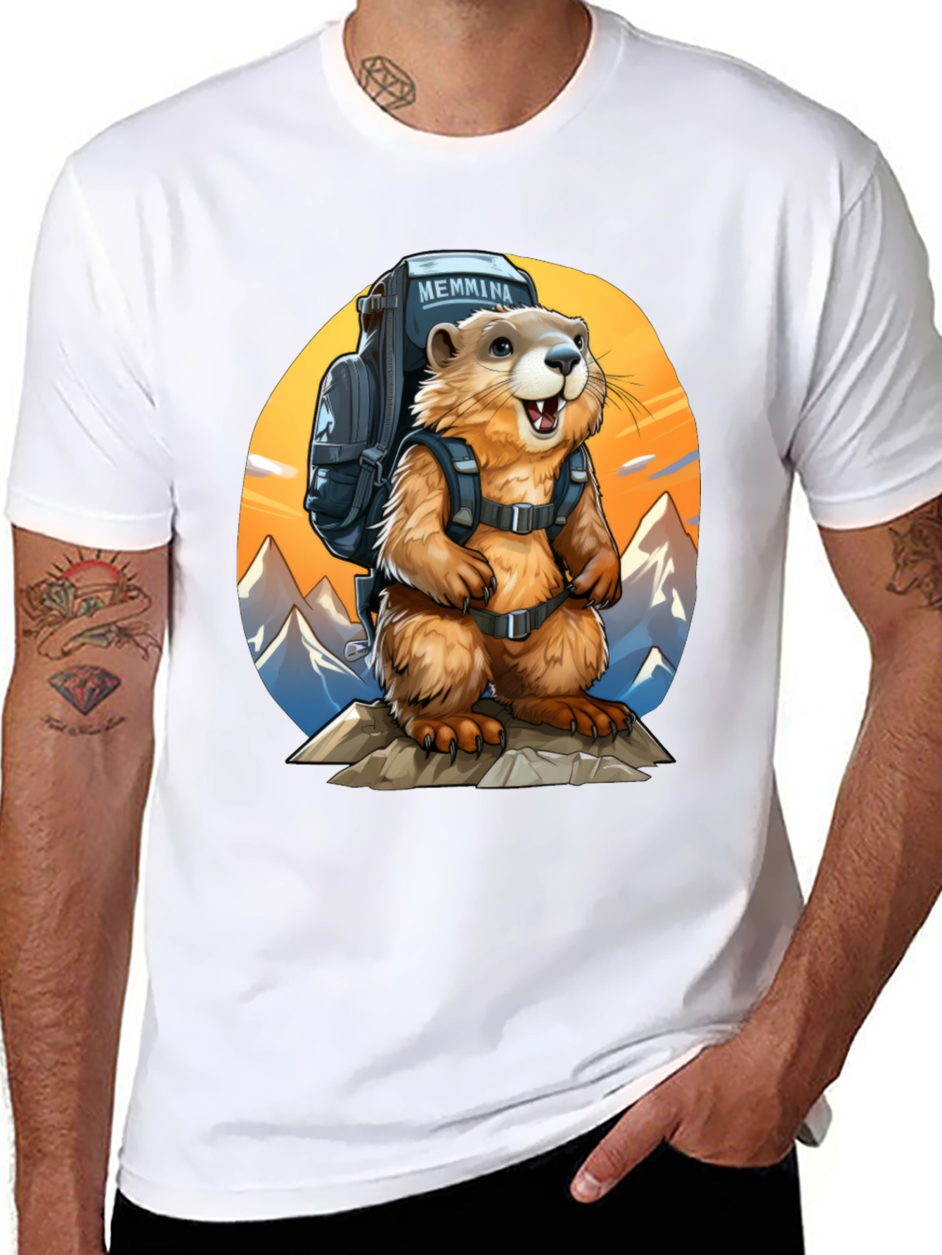 Black Hiking Marmot T-Shirt - Adventure Ready view 8