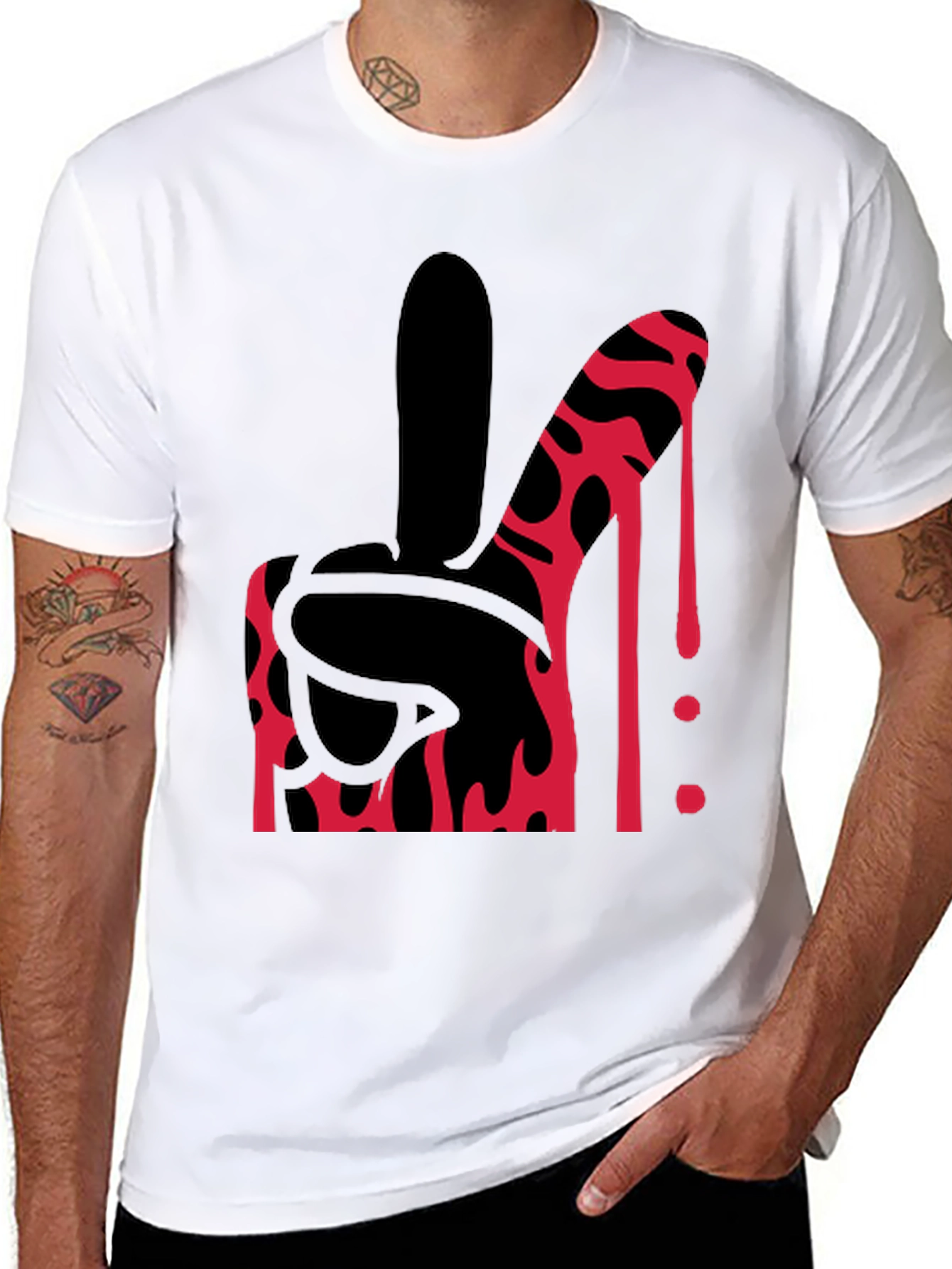 Bloody Middle Finger Graphic Tee - Bold Statement Shirt - 8