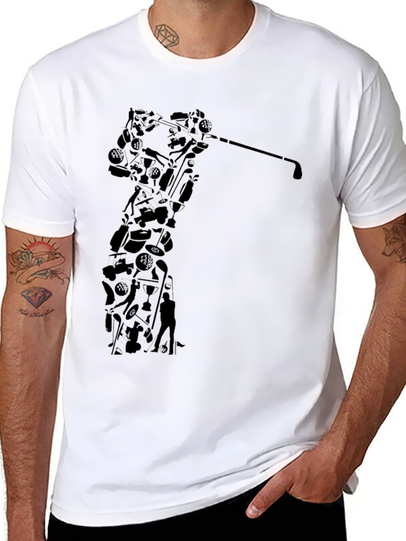 Black Golf Silhouette Tee - Black Golfer's T-Shirt view 8