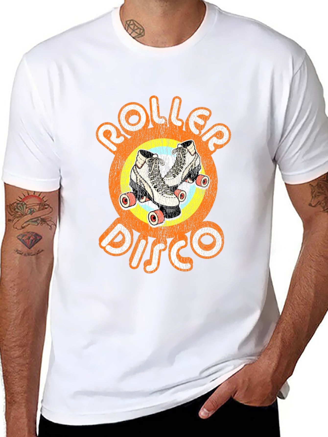 Black Retro Roller Disco T-Shirt - Vintage Skate Design view 8