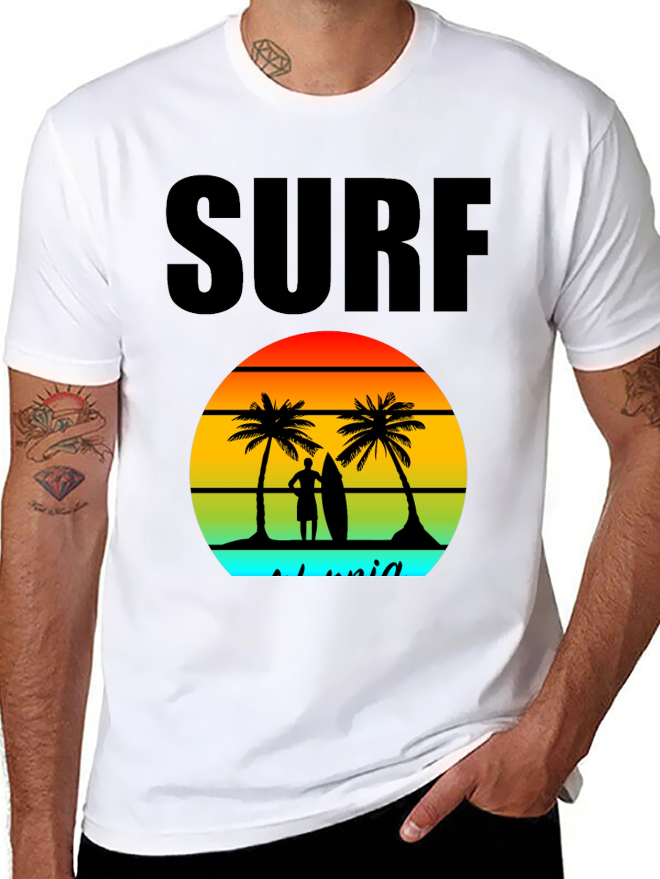 Black Surf Island Graphic Tee - Black Cotton T-Shirt view 8