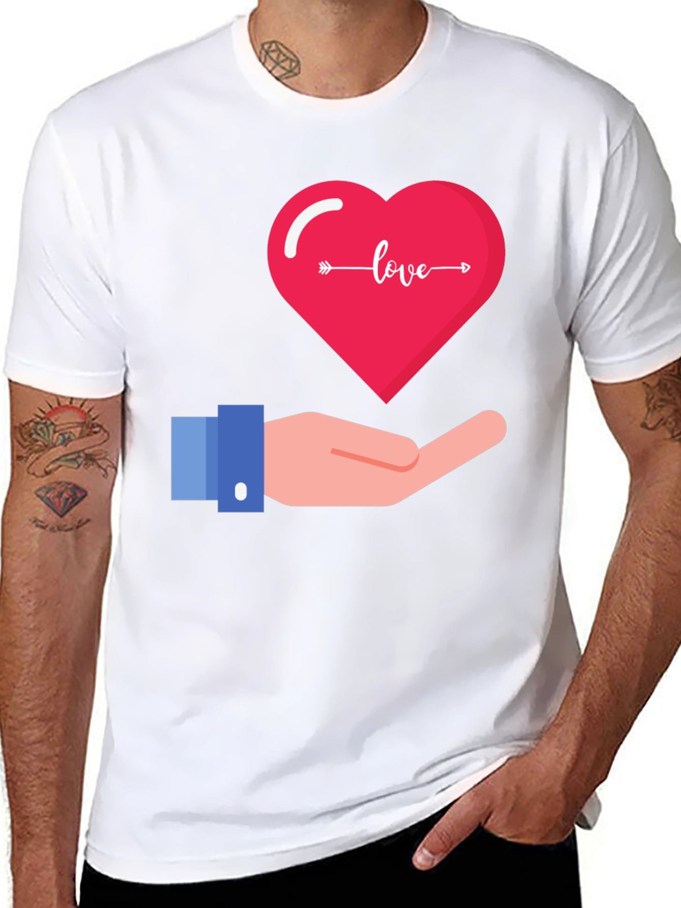 Black Love Heart in Hand Graphic T-Shirt - Stylish Valentine's Day Tee view 8