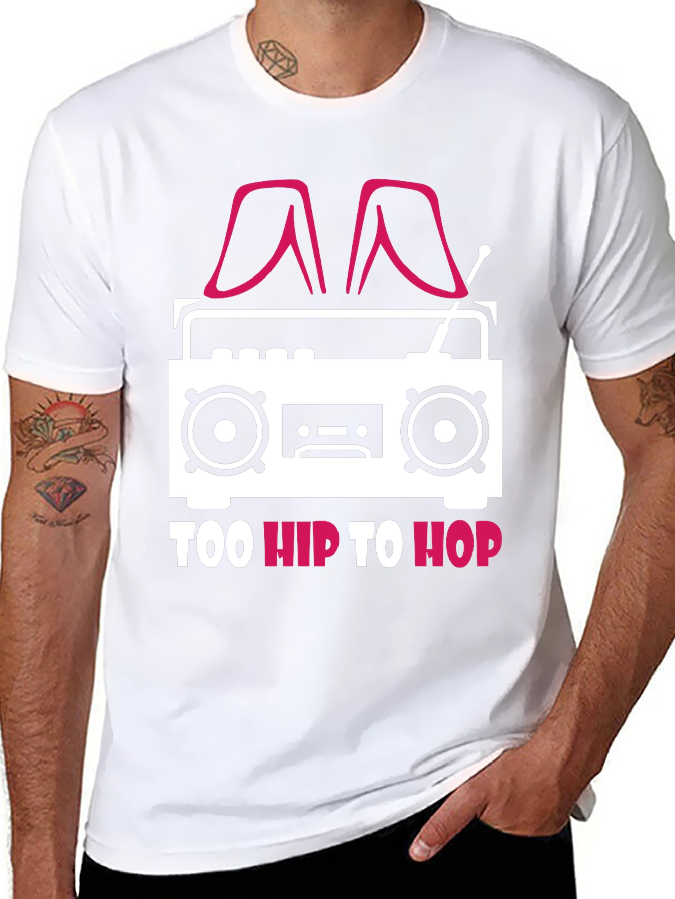 Black Too Hip To Hop T-Shirt - Novelty Graphic Tee view 8