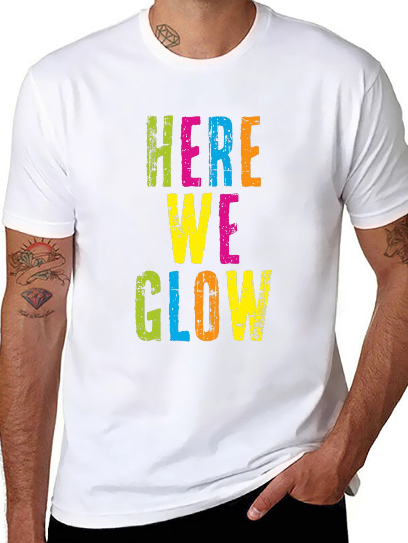 Black Here We Glow Graphic Tee - Party Ready T-Shirt view 8