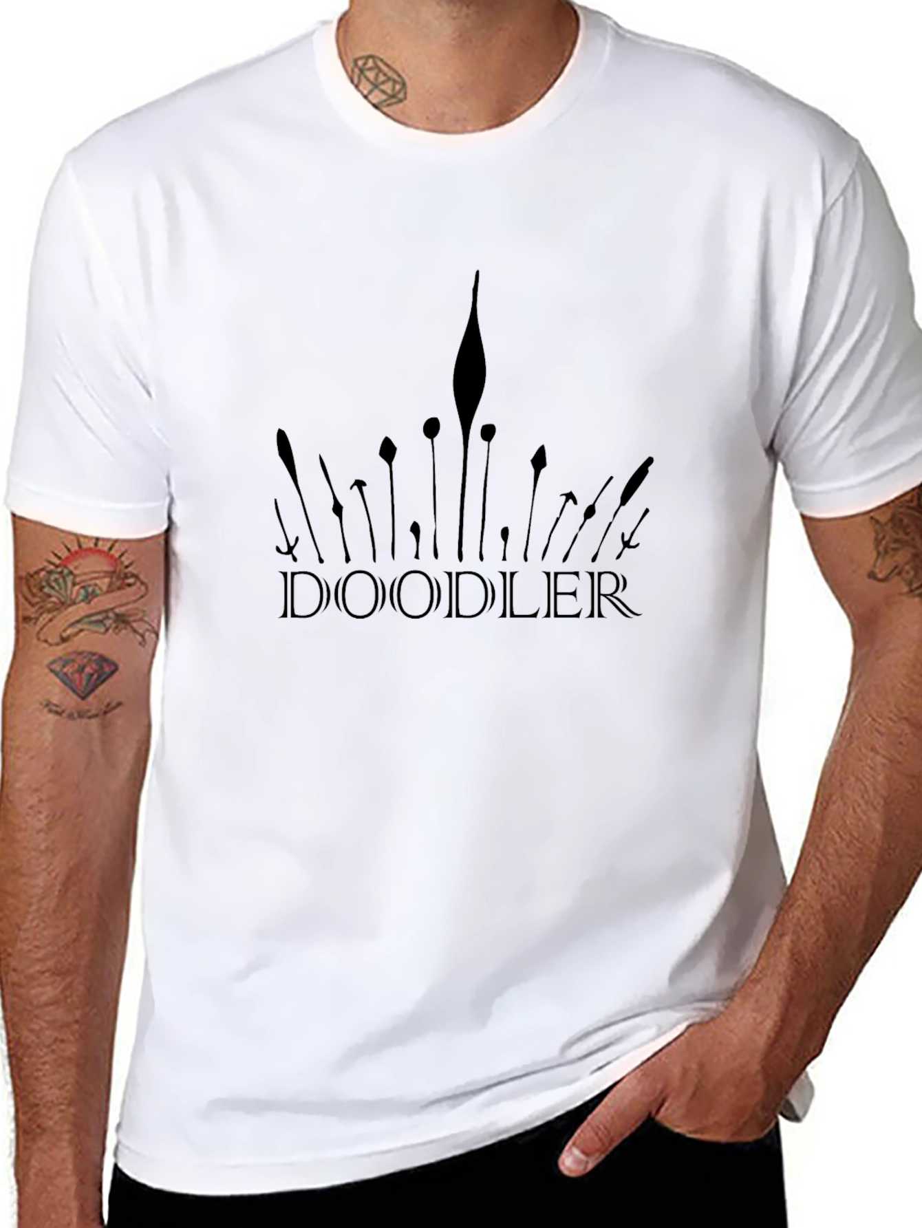 Black Doodler Graphic Tee - Artistic Black T-Shirt view 8