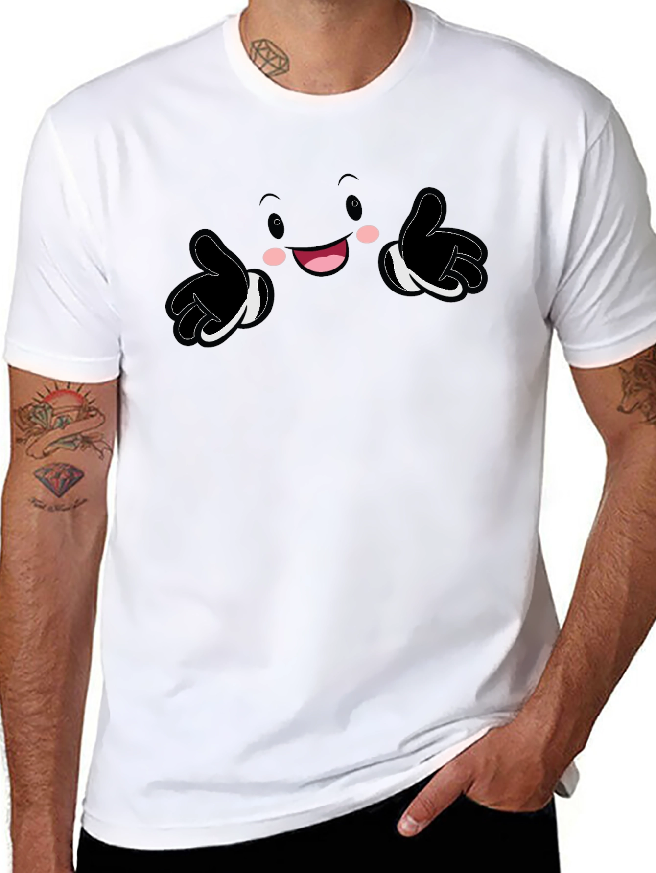 Black Fun Cartoon Character Graphic Print Black T-Shirt view 8